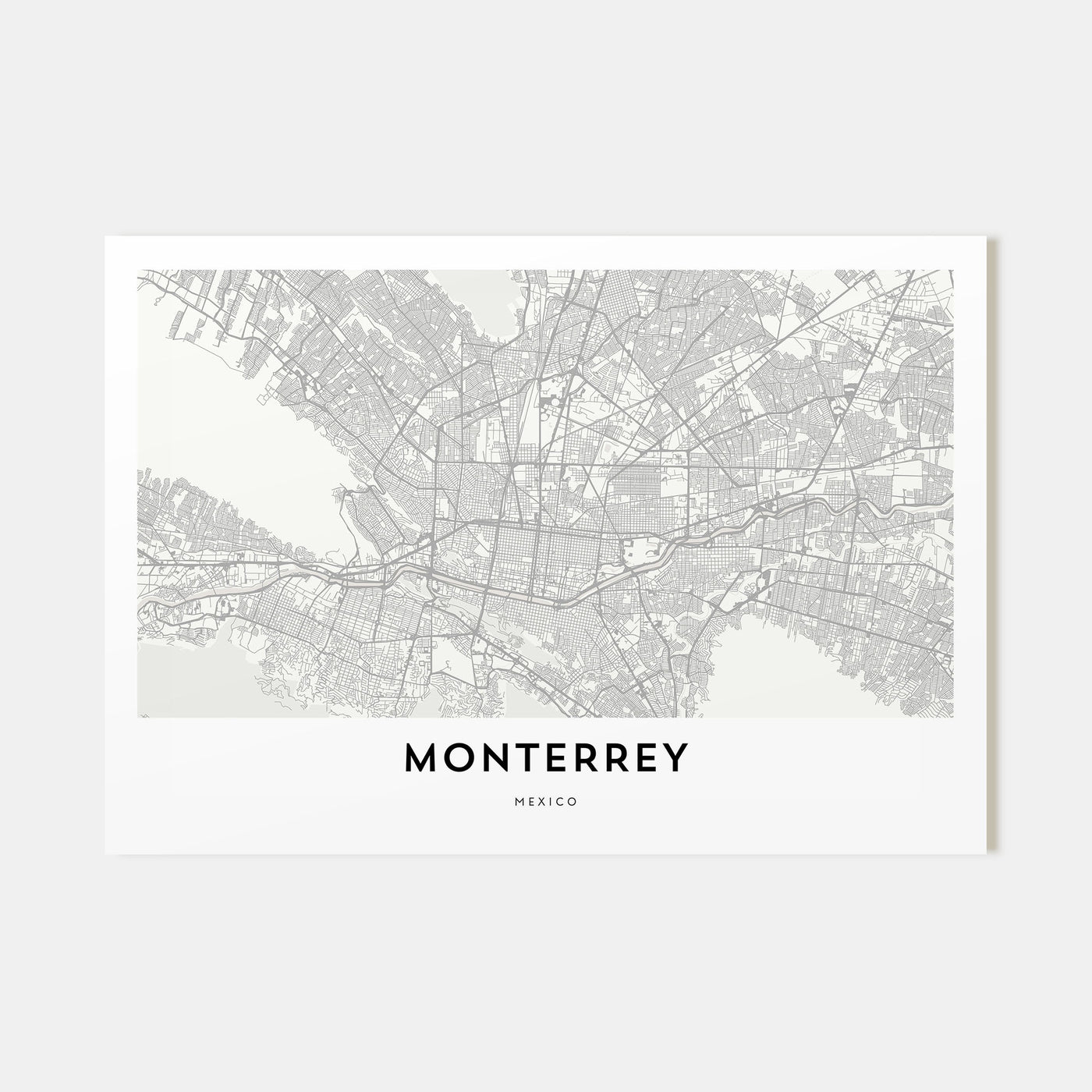 Monterrey Map Landscape Poster