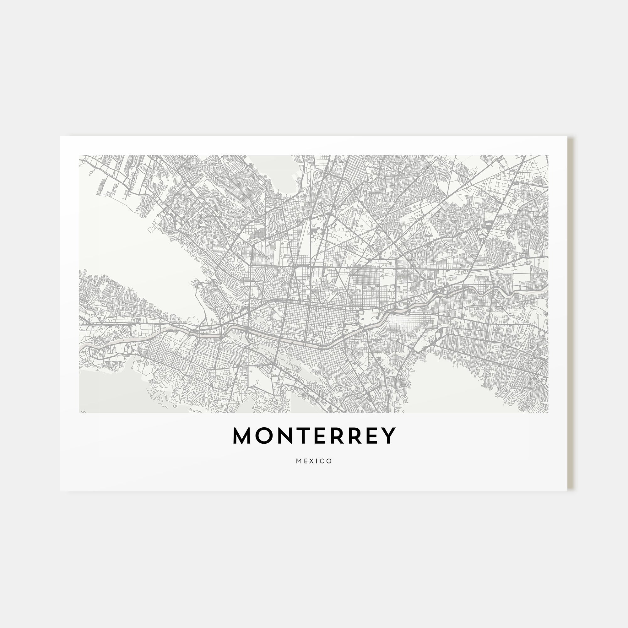Monterrey Map Landscape Poster