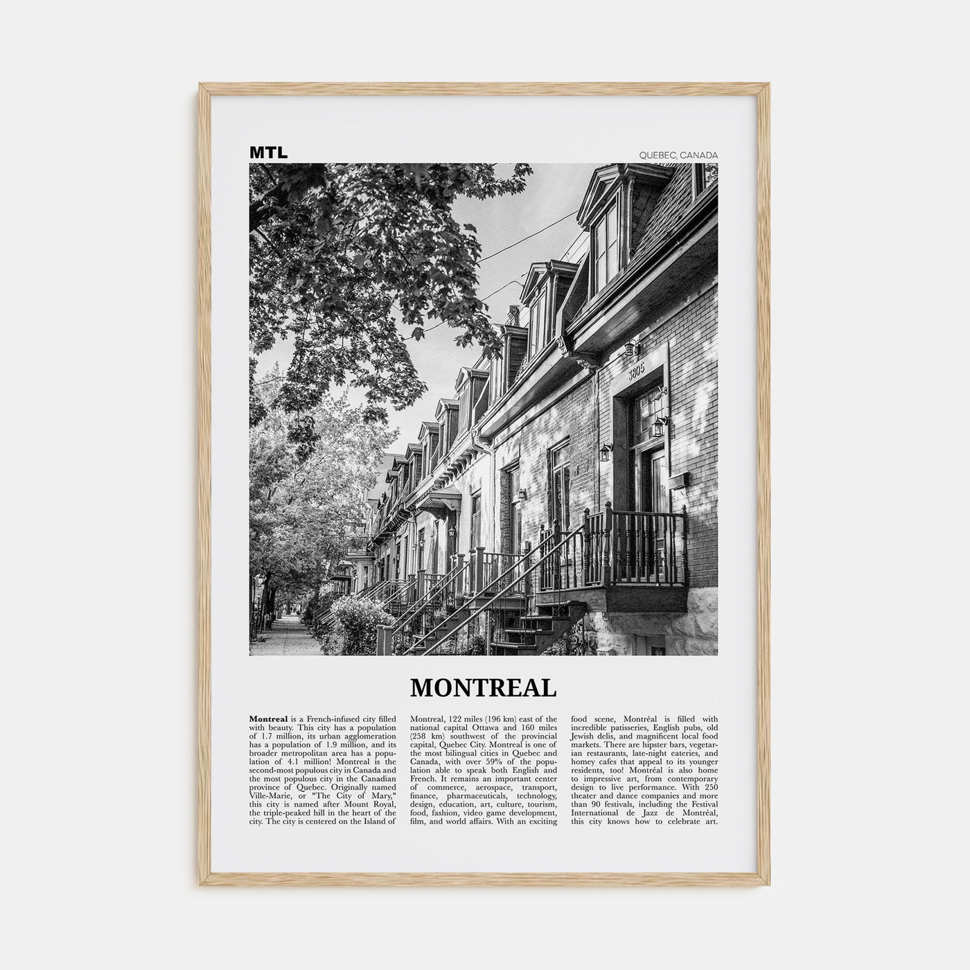 Montreal Travel B&W No 1 Poster