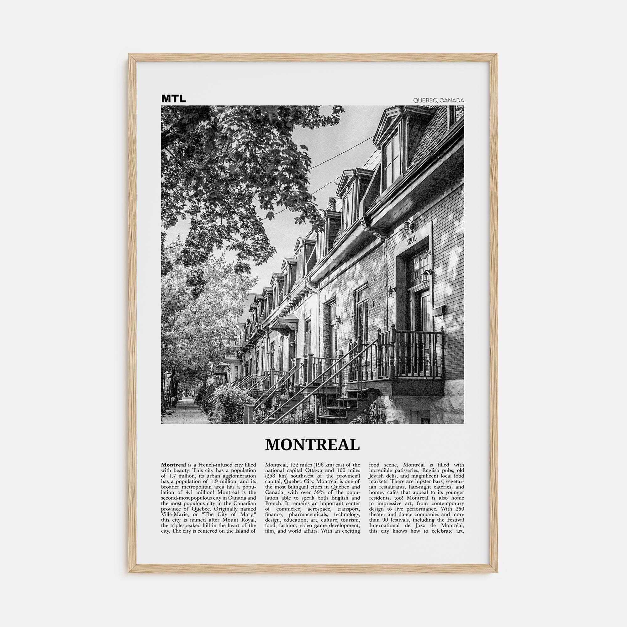 Montreal Travel B&W No 1 Poster