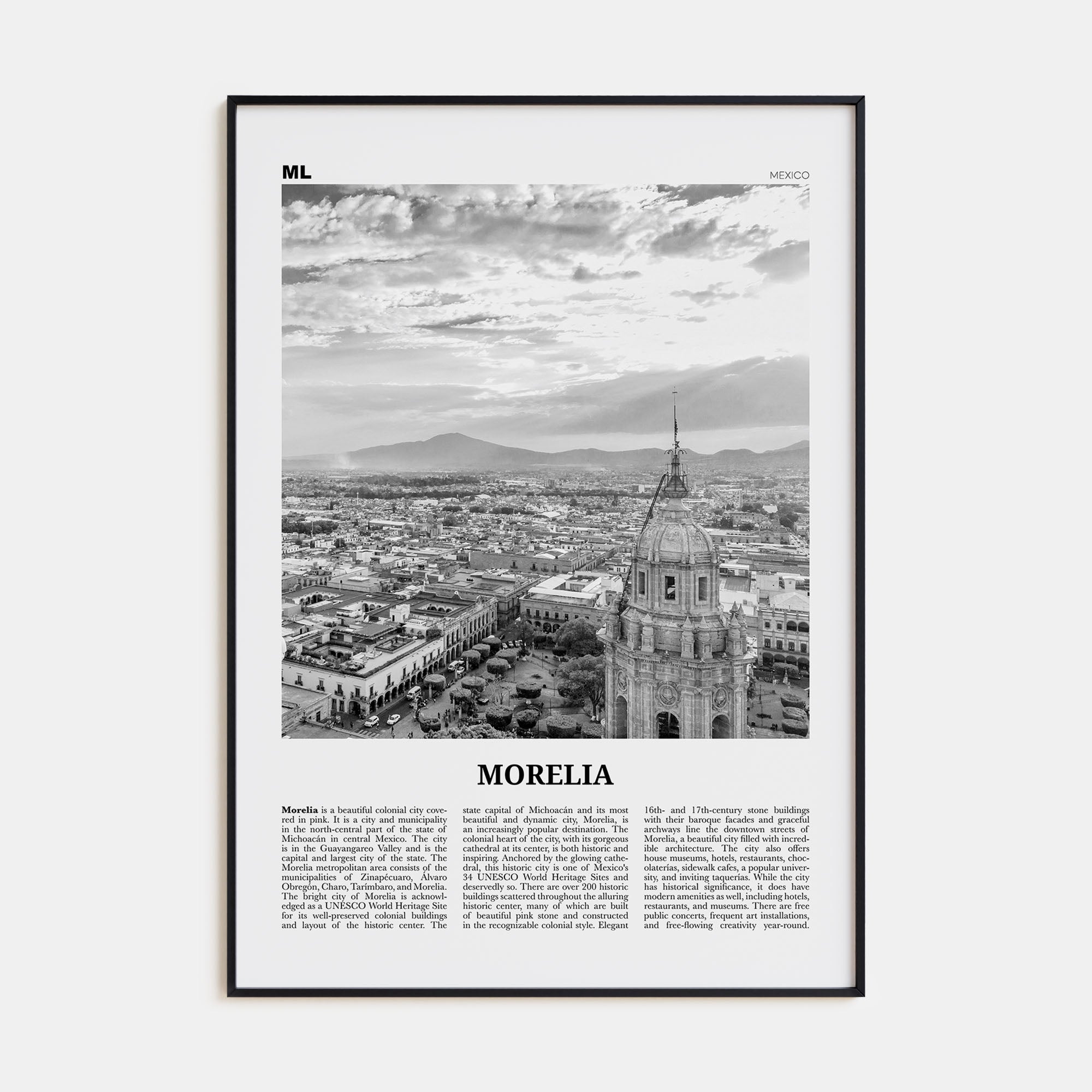 Morelia Travel B&W Poster