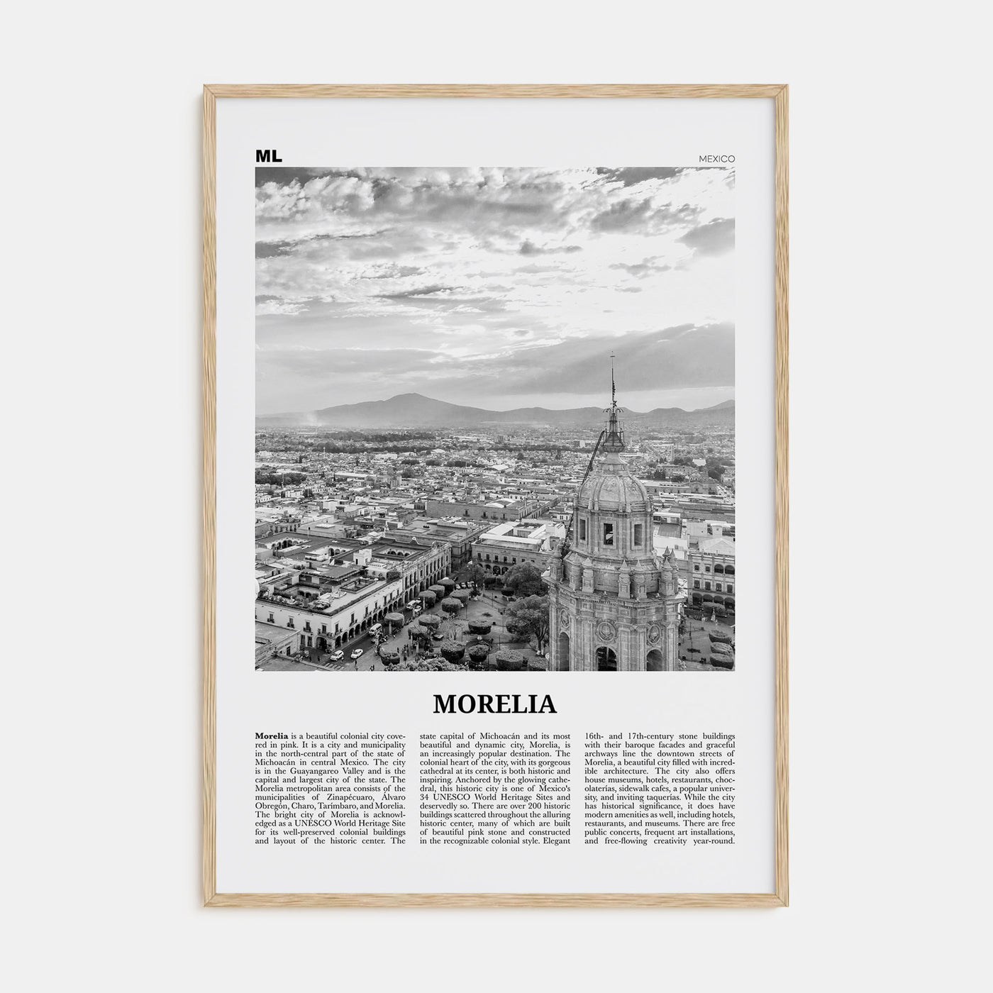 Morelia Travel B&W Poster