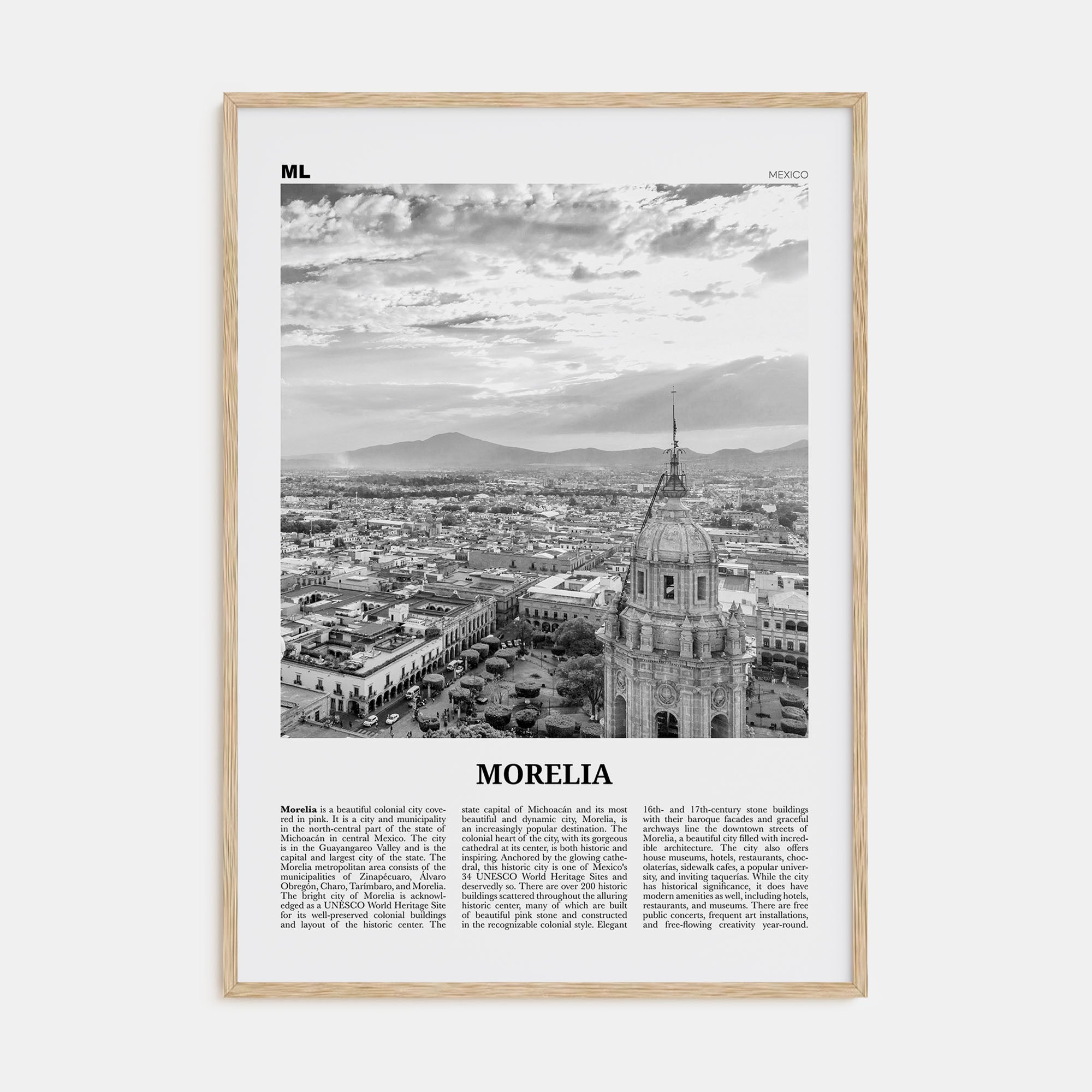 Morelia Travel B&W Poster
