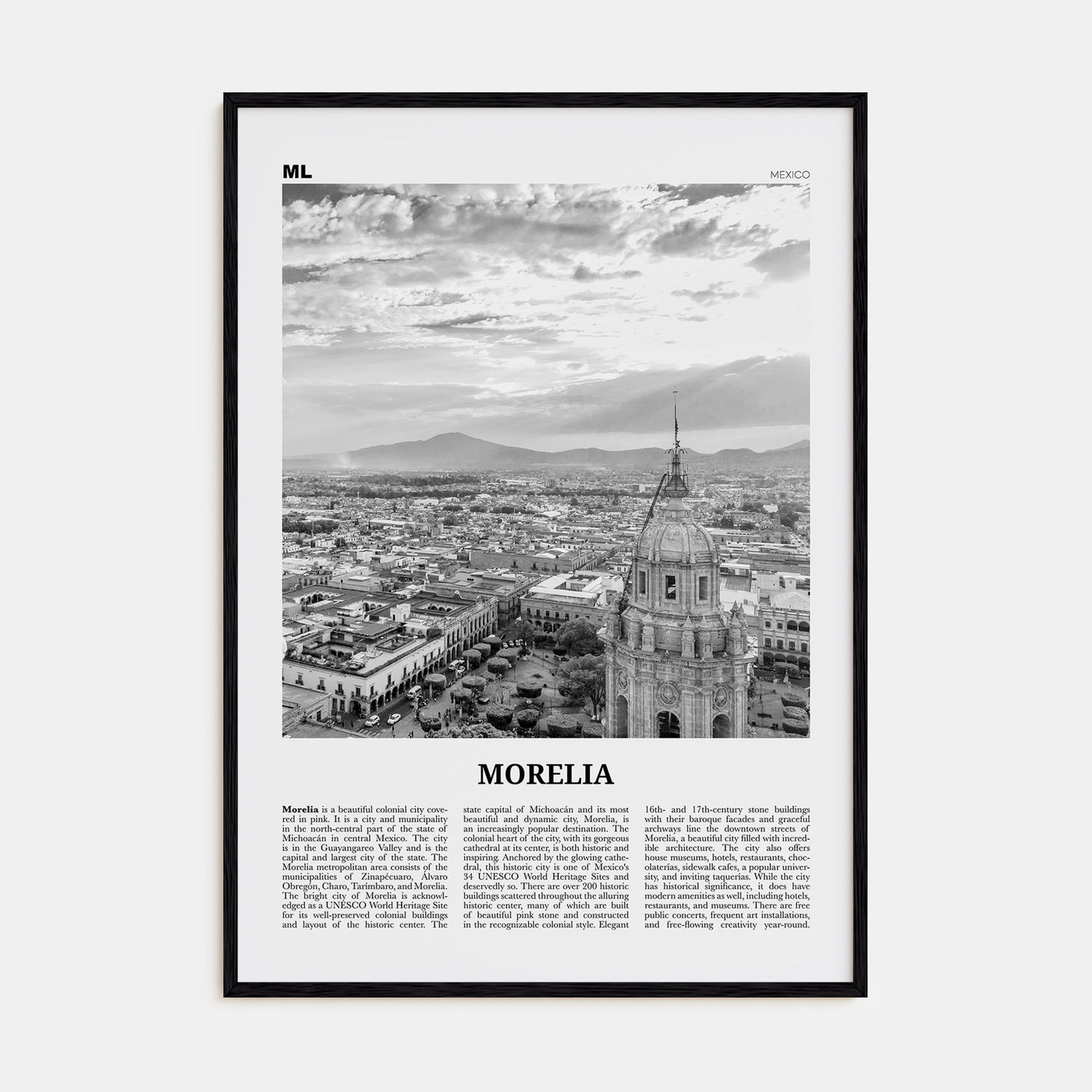Morelia Travel B&W Poster