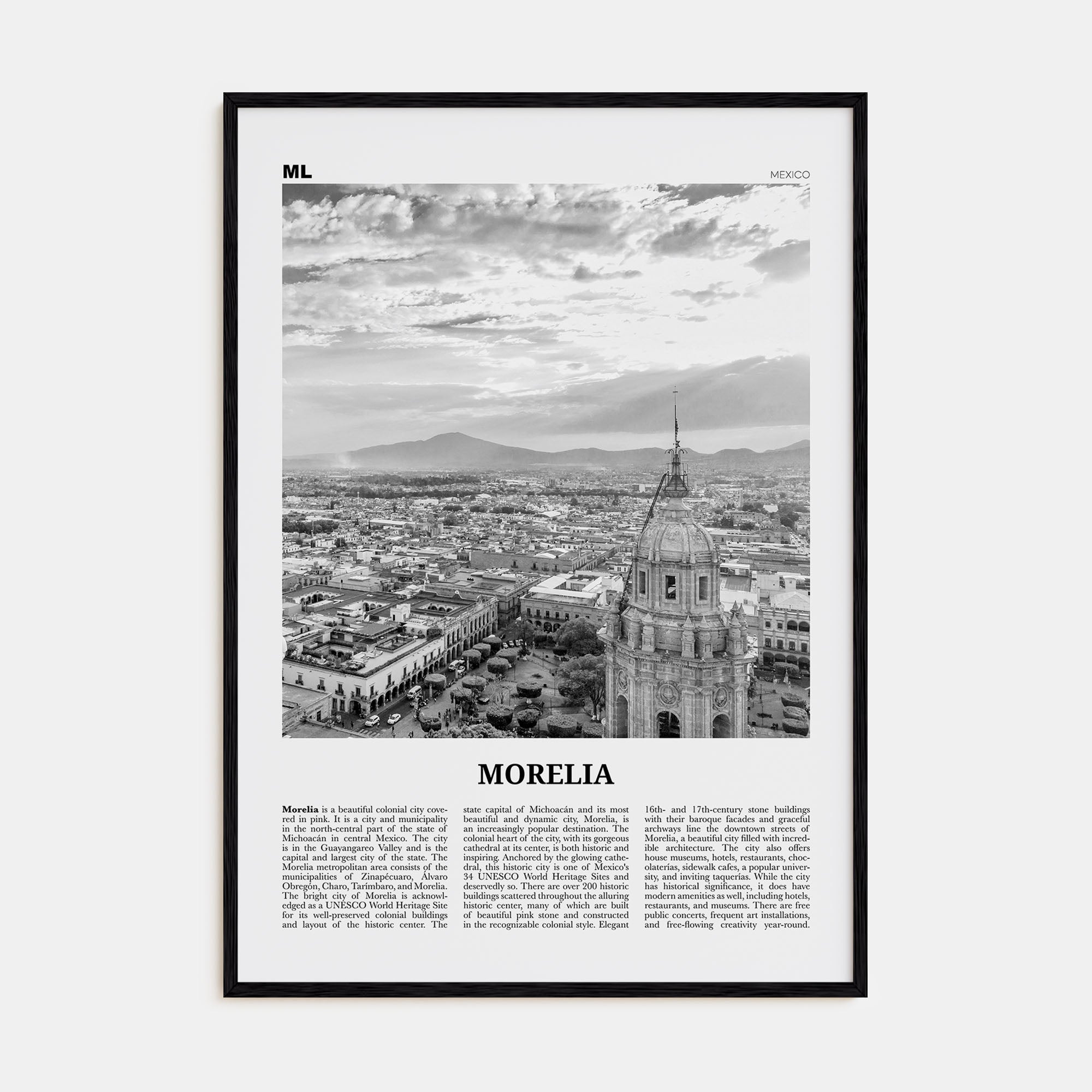 Morelia Travel B&W Poster