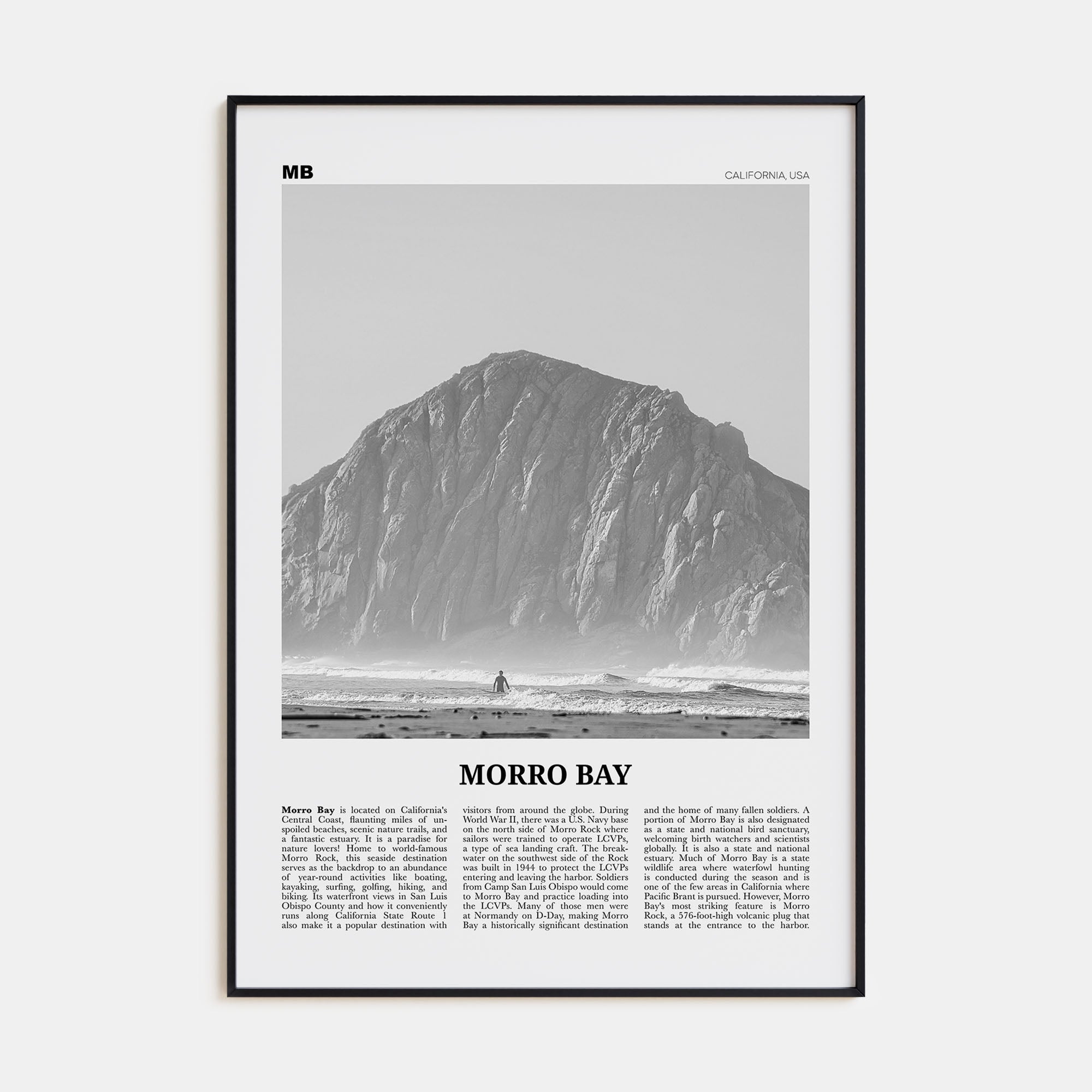 Morro Bay Travel B&W No 1 Poster