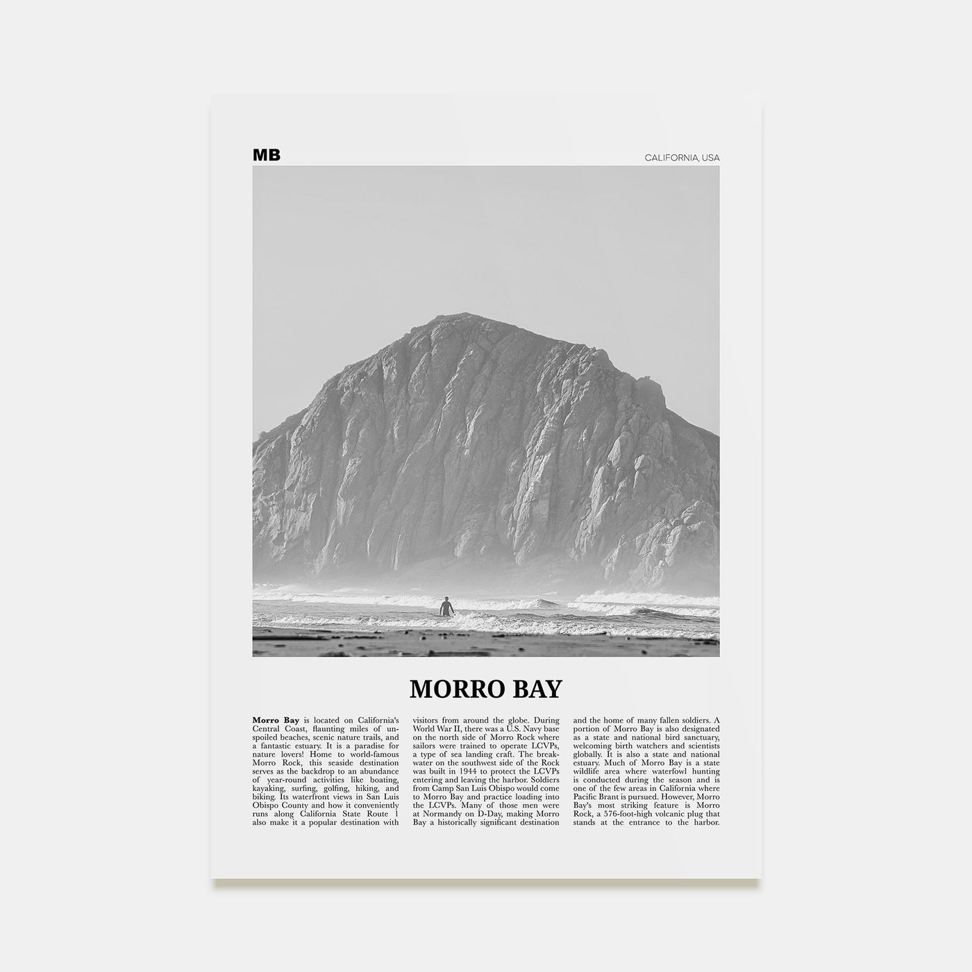 Morro Bay Travel B&W No 1 Poster
