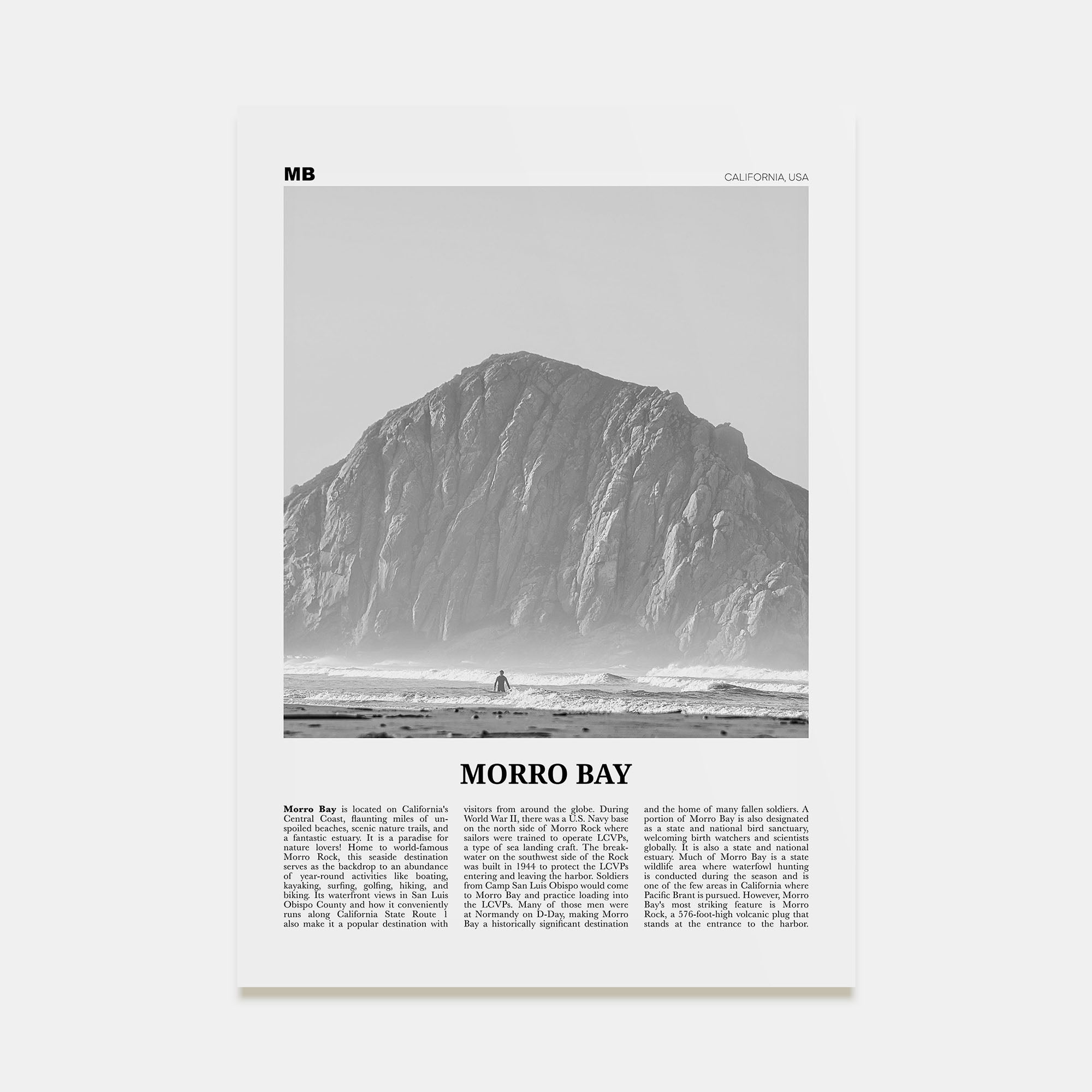 Morro Bay Travel B&W No 1 Poster
