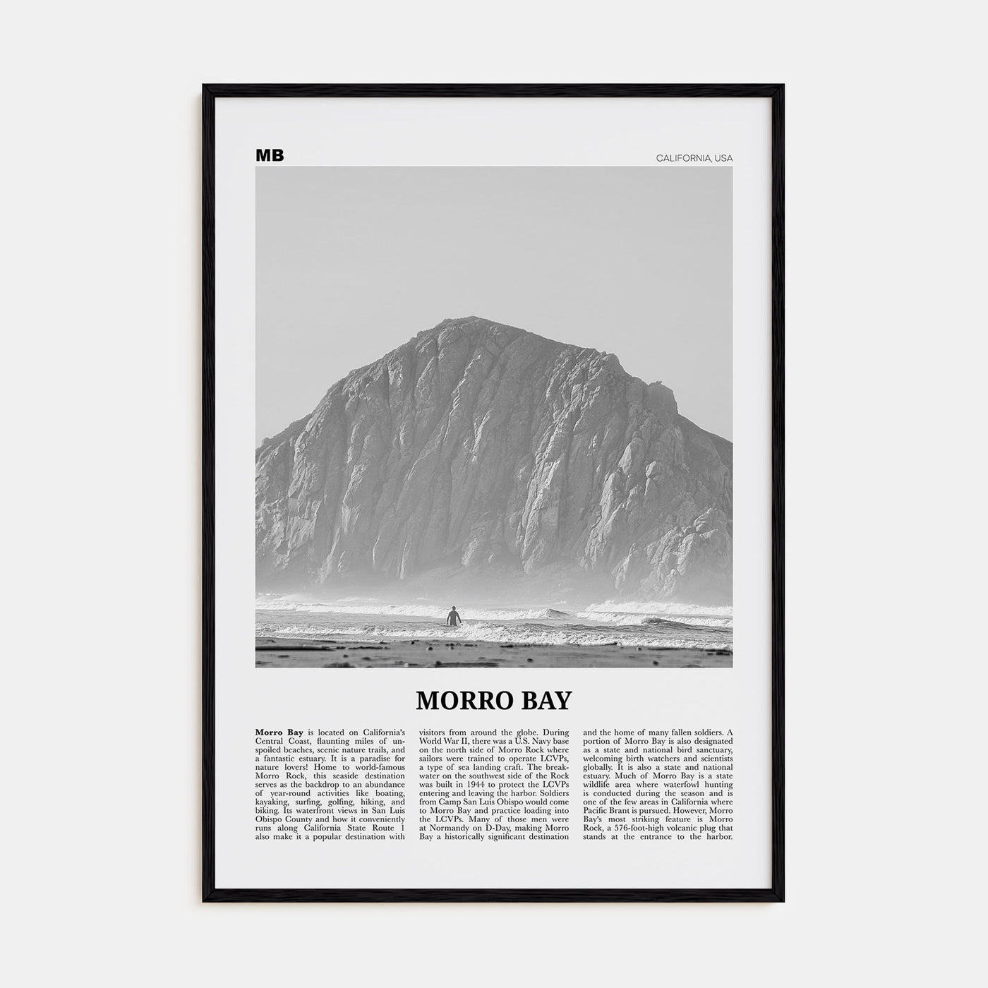 Morro Bay Travel B&W No 1 Poster