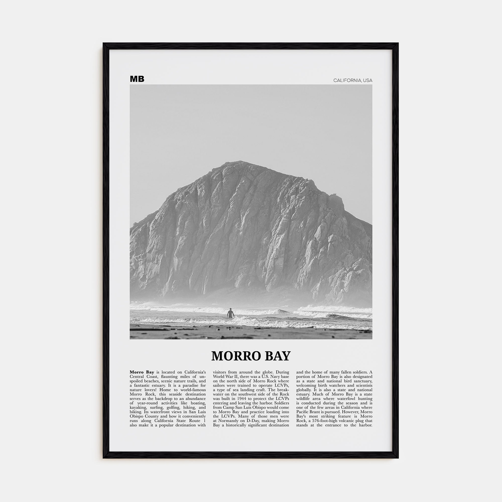 Morro Bay Travel B&W No 1 Poster