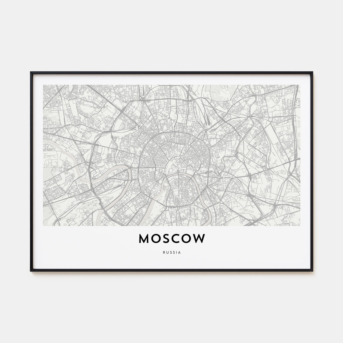 Moscow, Russia Map Landscape Poster