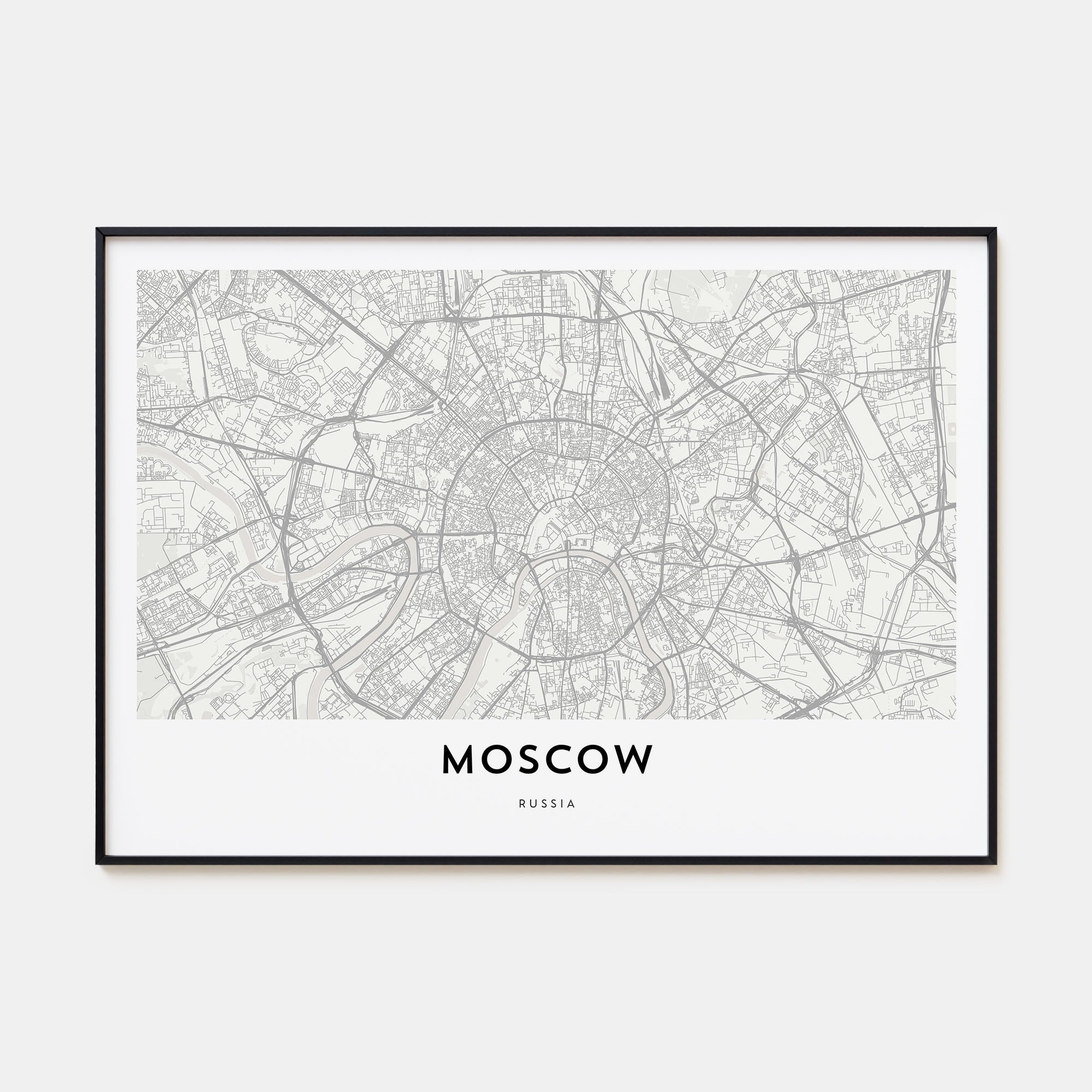 Moscow, Russia Map Landscape Poster