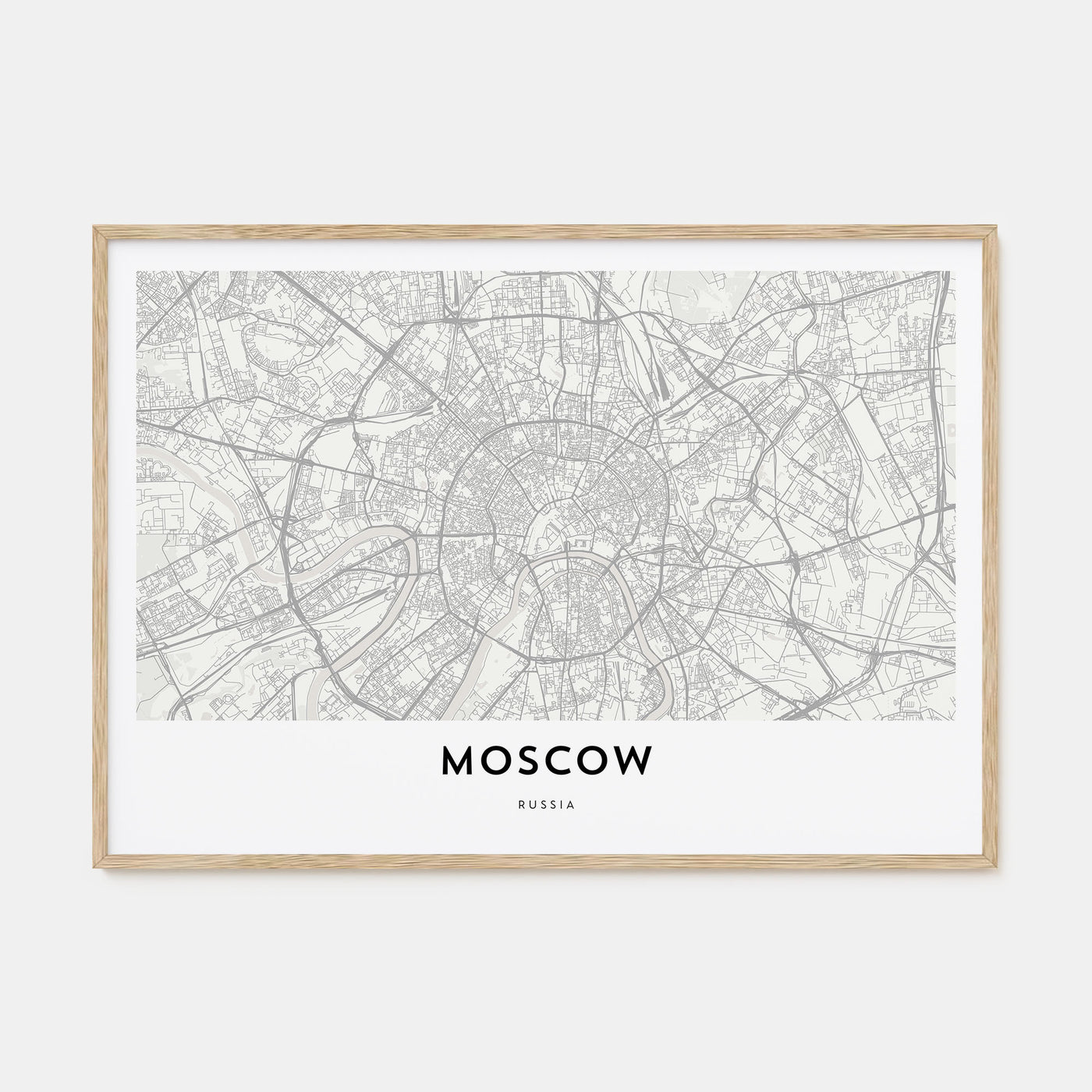 Moscow, Russia Map Landscape Poster