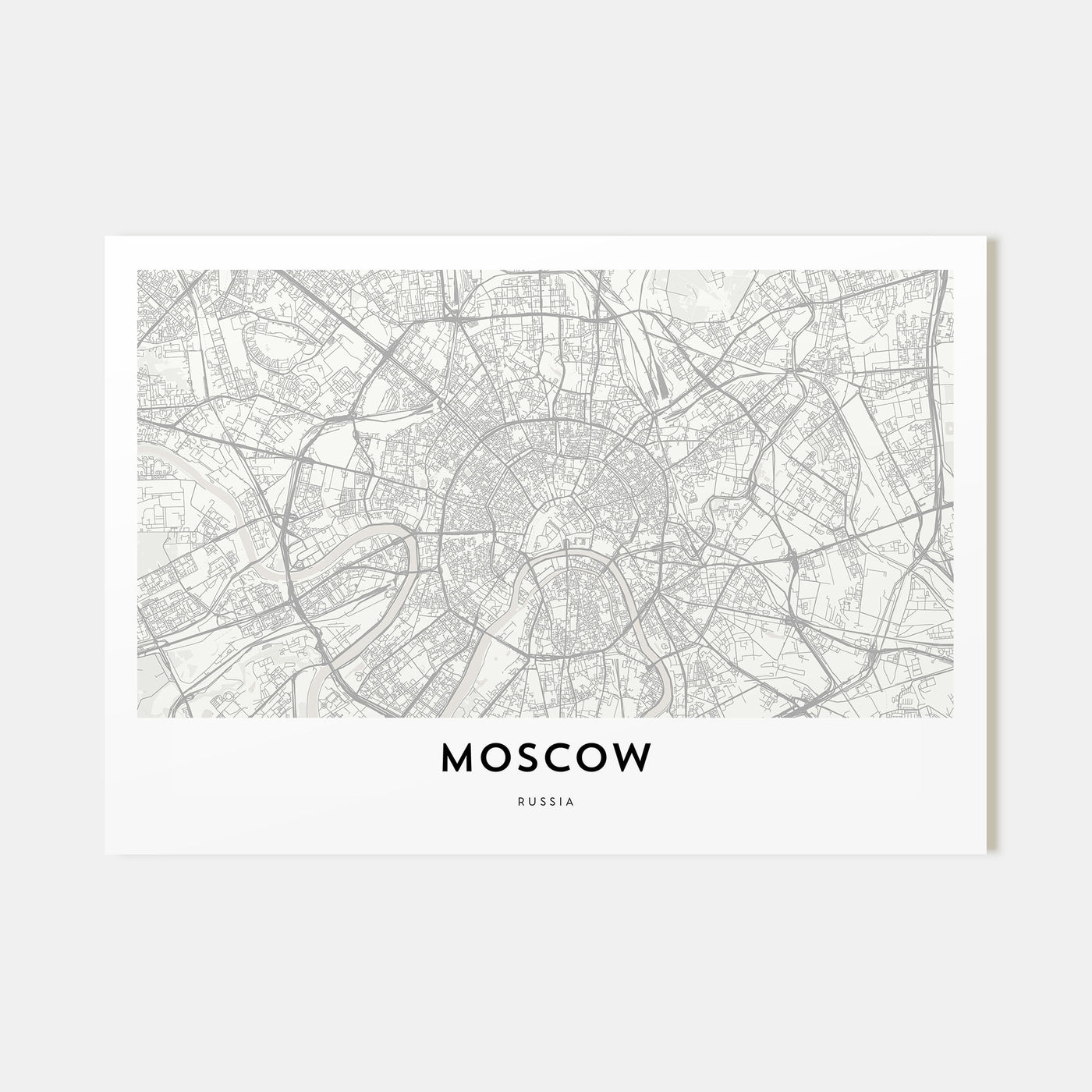 Moscow, Russia Map Landscape Poster
