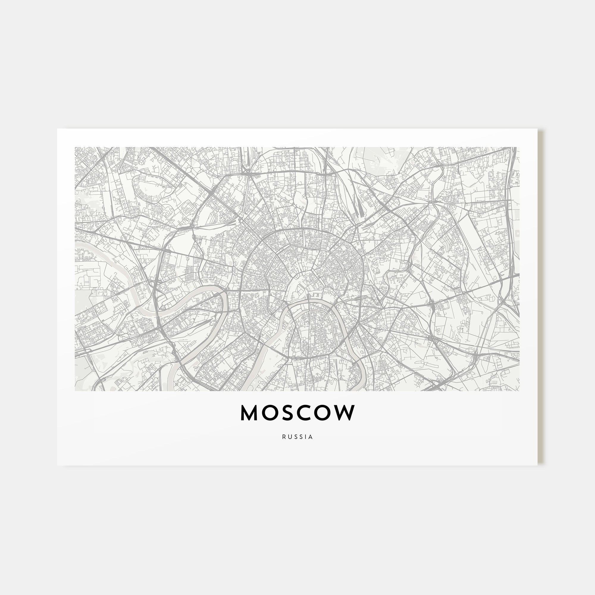 Moscow, Russia Map Landscape Poster