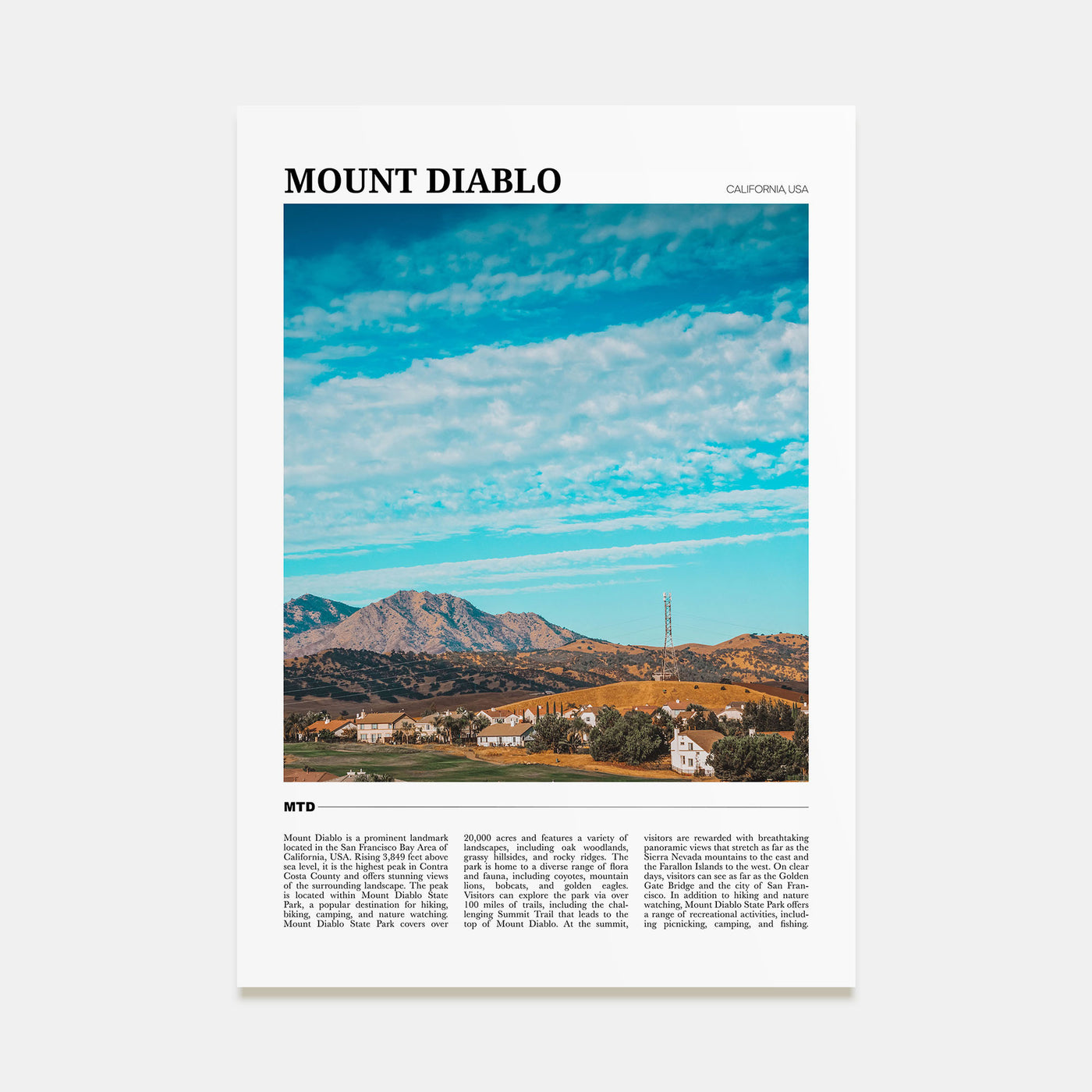Mount Diablo Travel Color Poster