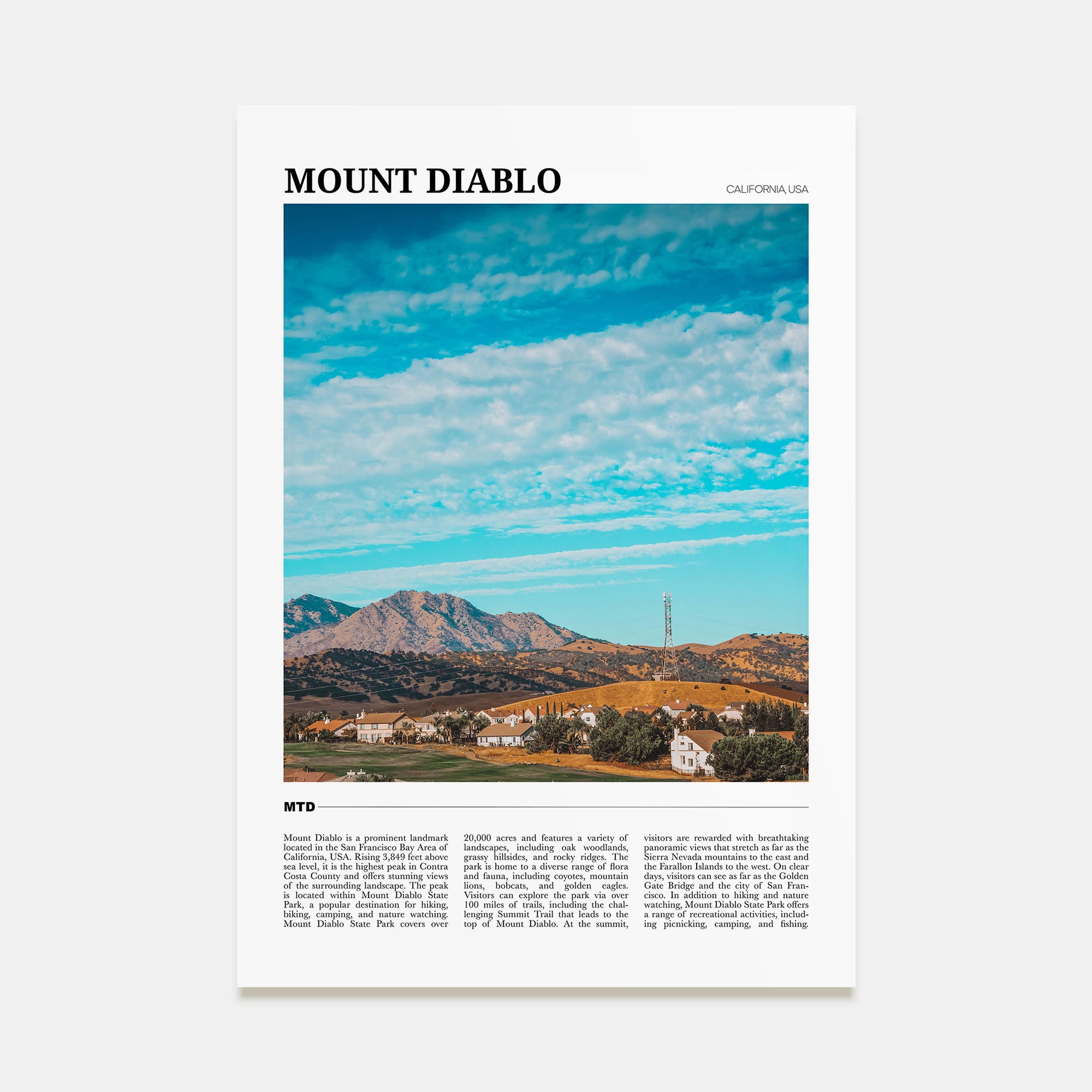 Mount Diablo Travel Color Poster