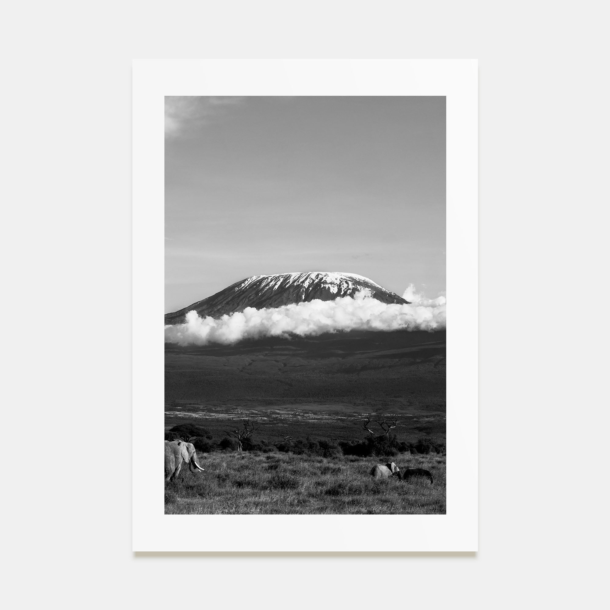 Mount Kilimanjaro Photo B&W Poster