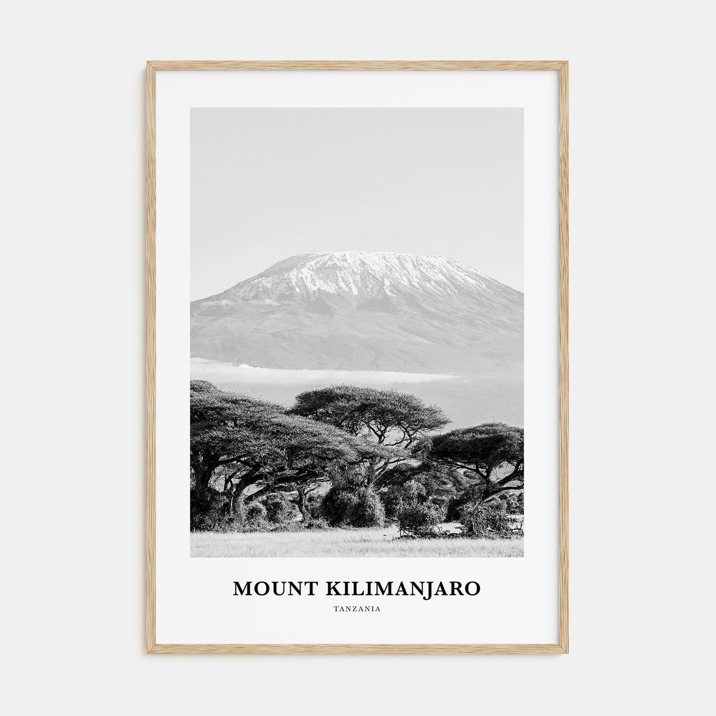 Mount Kilimanjaro Portrait B&W Poster