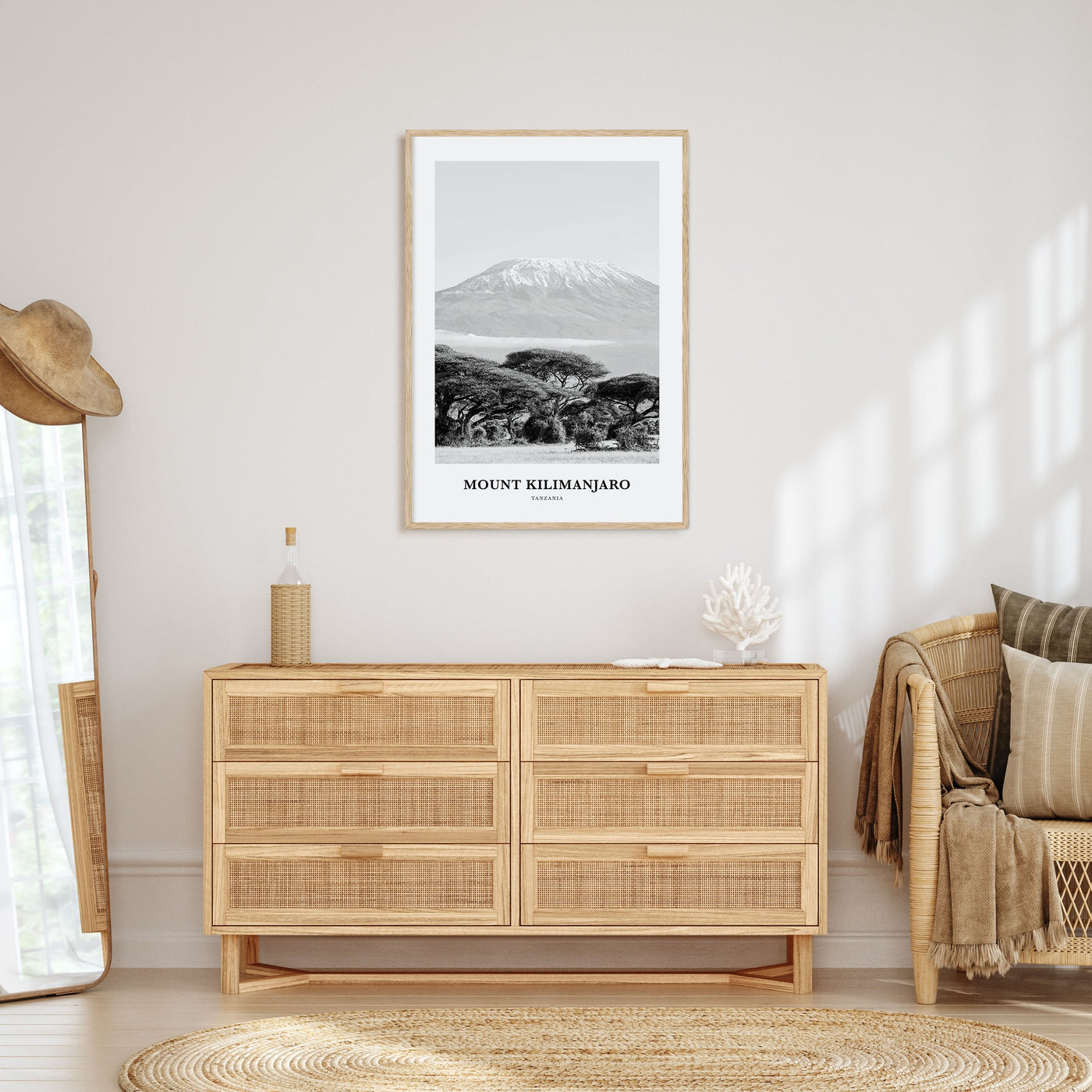 Mount Kilimanjaro Portrait B&W Poster