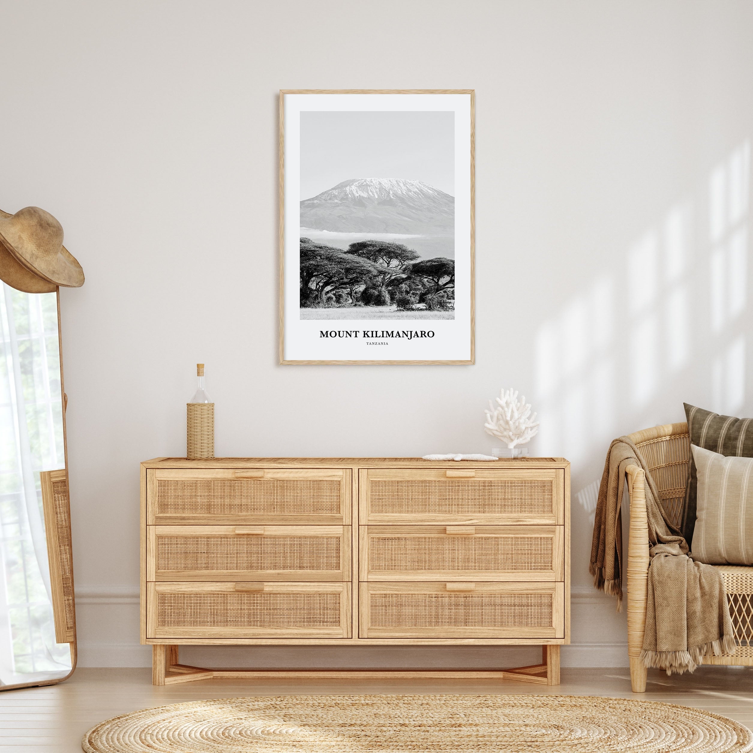 Mount Kilimanjaro Portrait B&W Poster