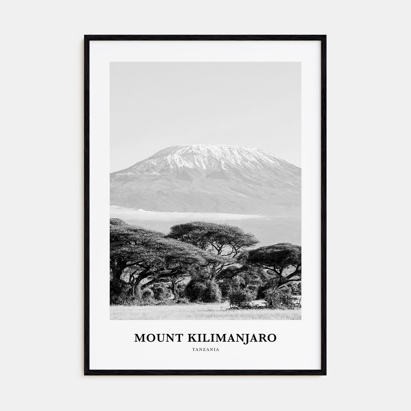 Mount Kilimanjaro Portrait B&W Poster