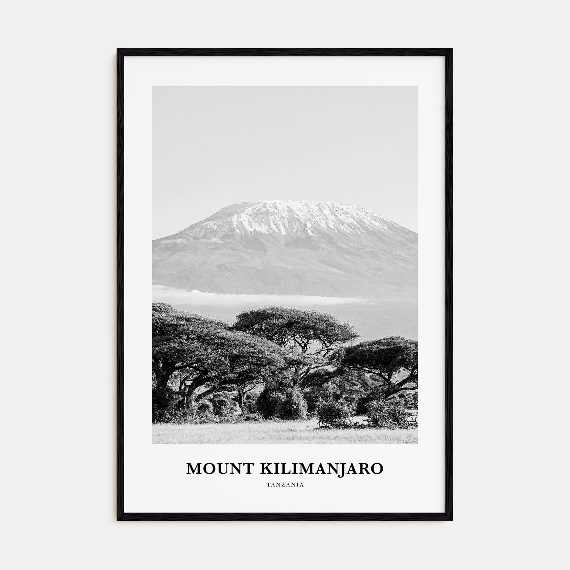 Mount Kilimanjaro Portrait B&W Poster