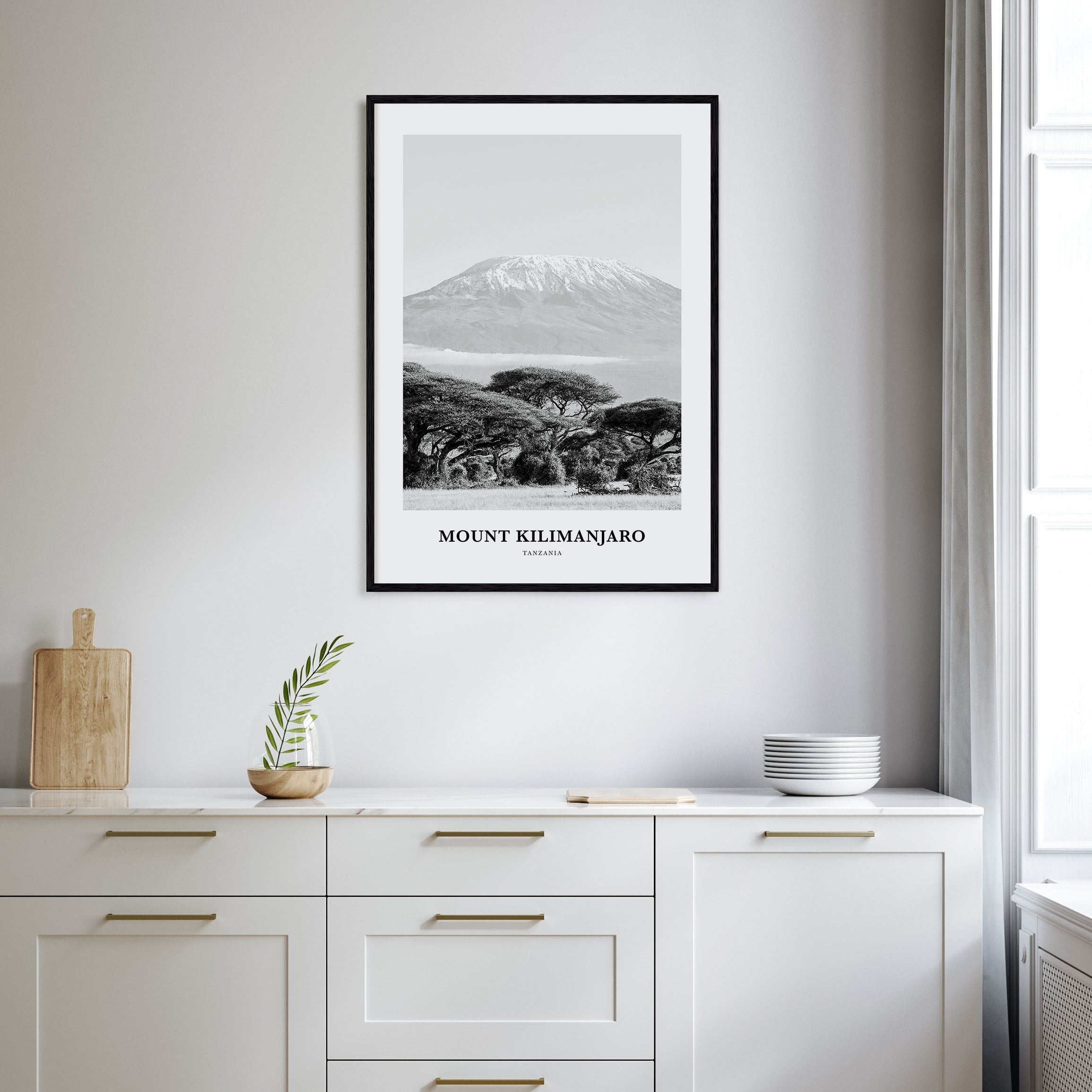 Mount Kilimanjaro Portrait B&W Poster
