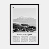 Mount Kilimanjaro Travel B&W Poster