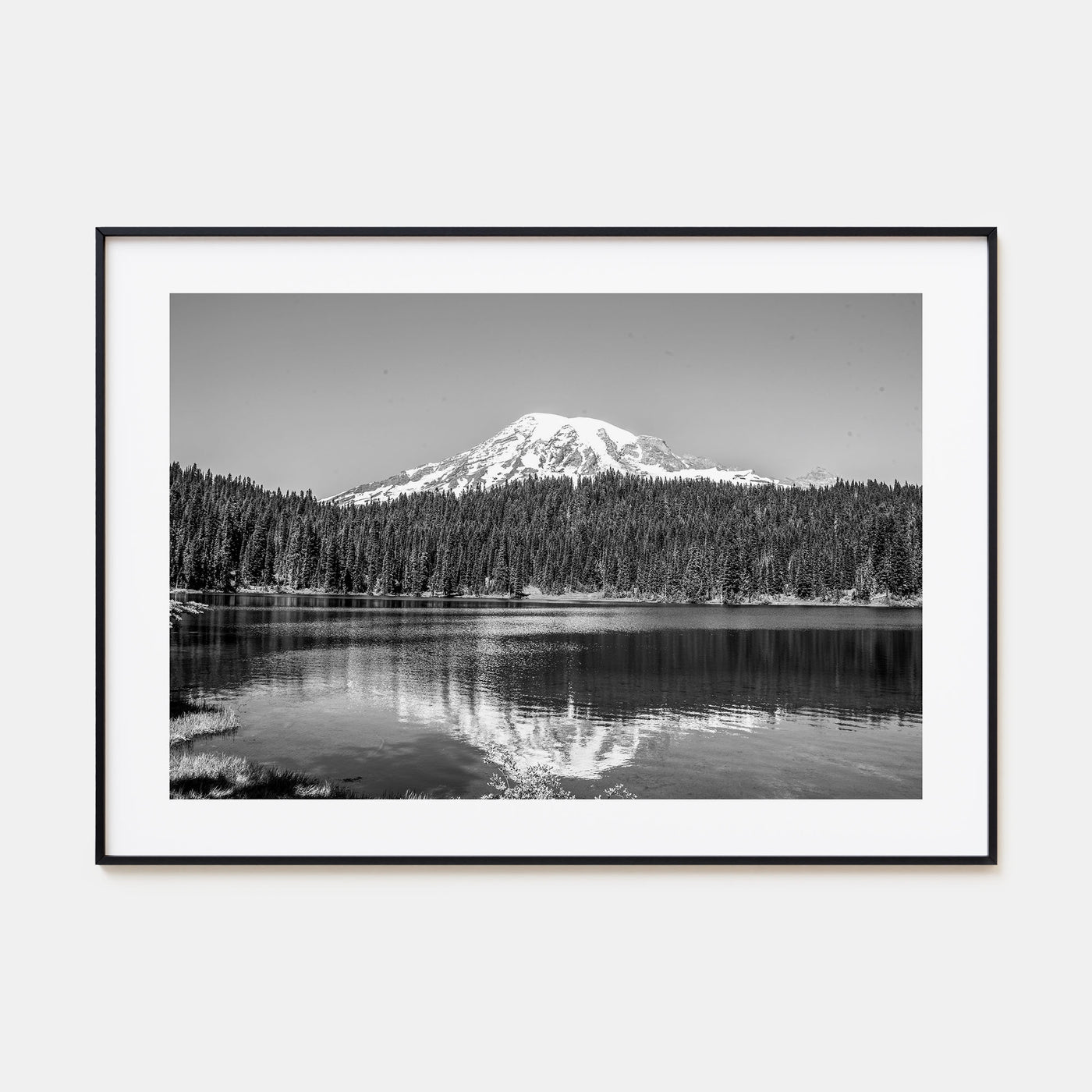 Mount Rainier Landscape B&W Poster