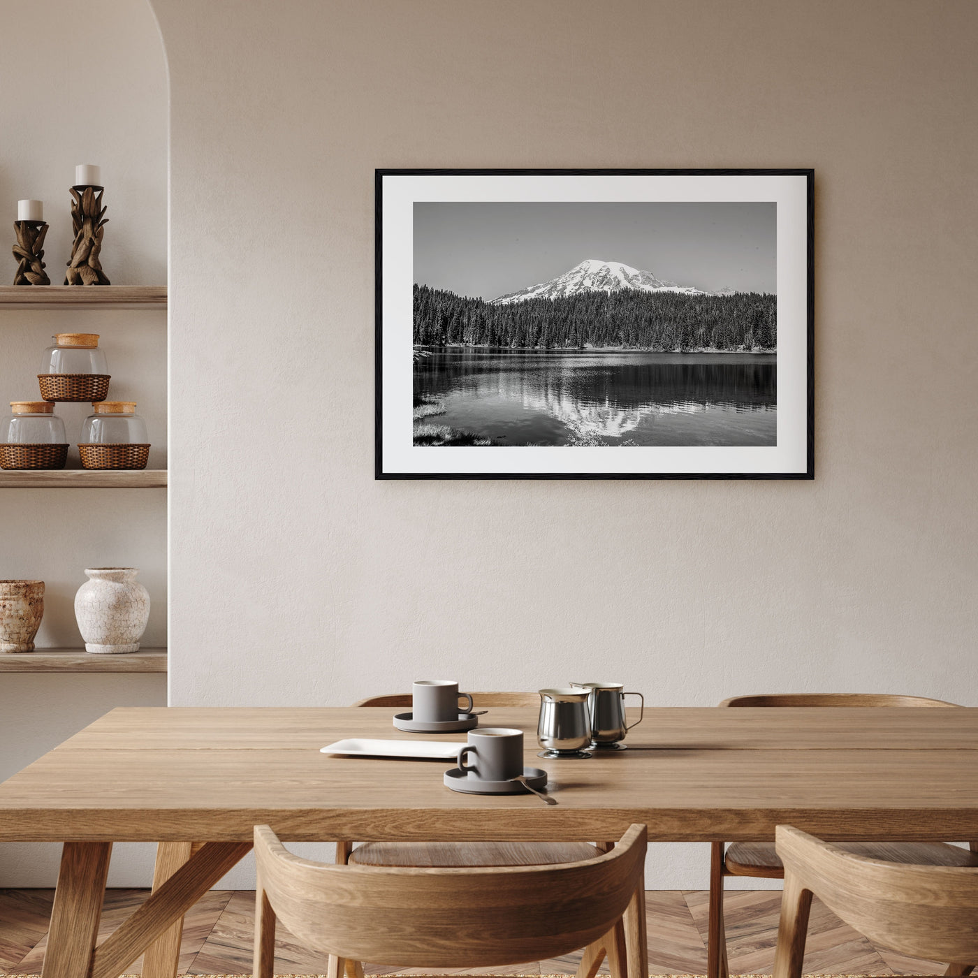 Mount Rainier Landscape B&W Poster