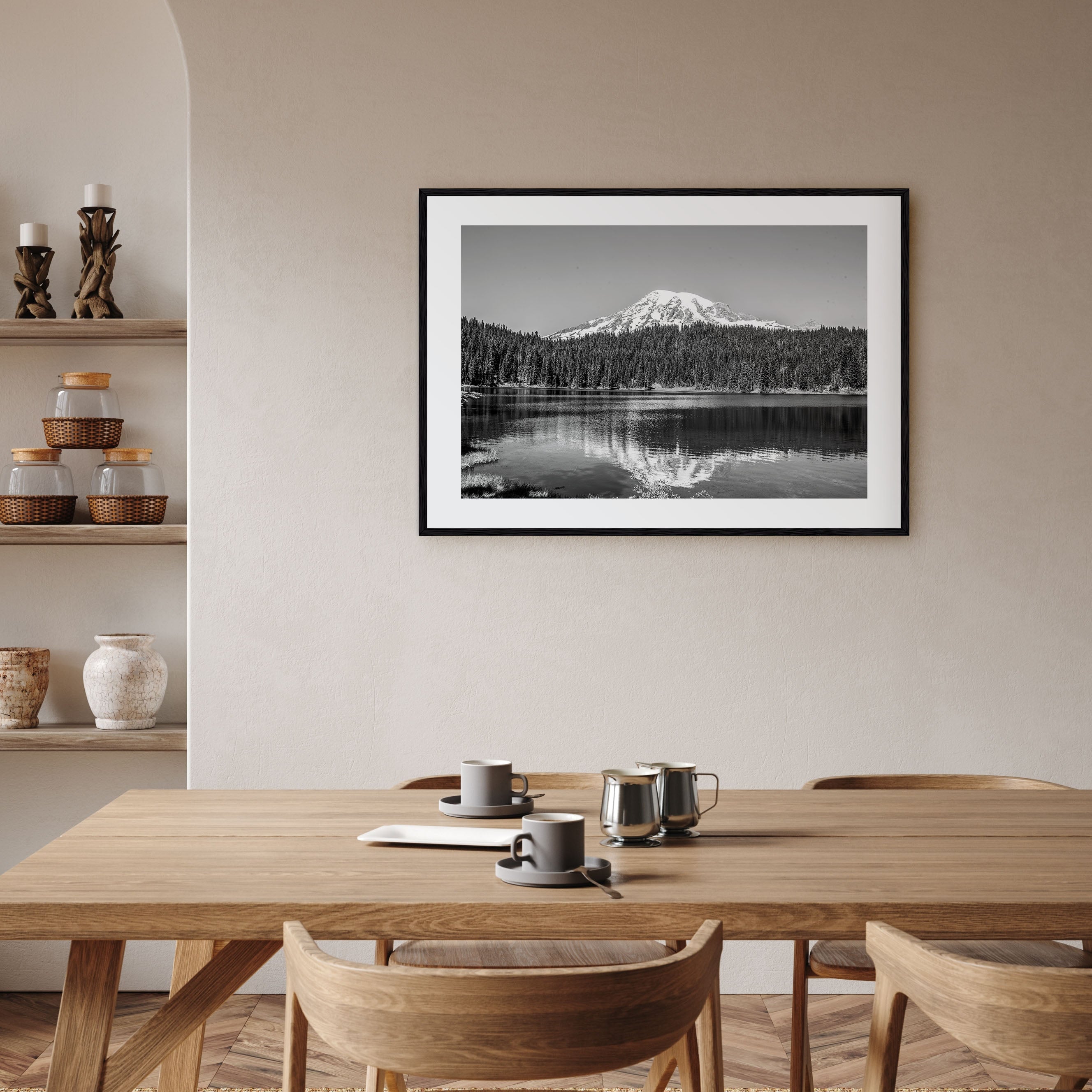 Mount Rainier Landscape B&W Poster