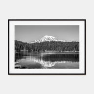 Mount Rainier Landscape B&W Poster