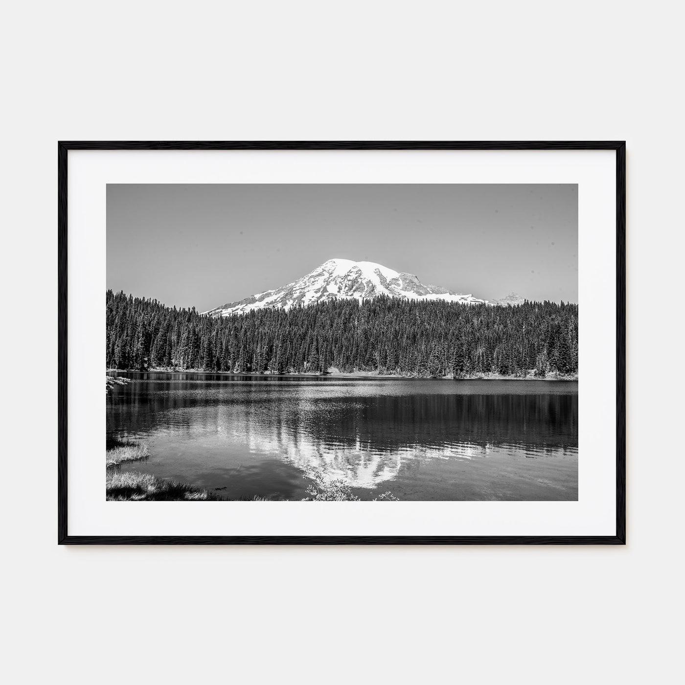Mount Rainier Landscape B&W Poster