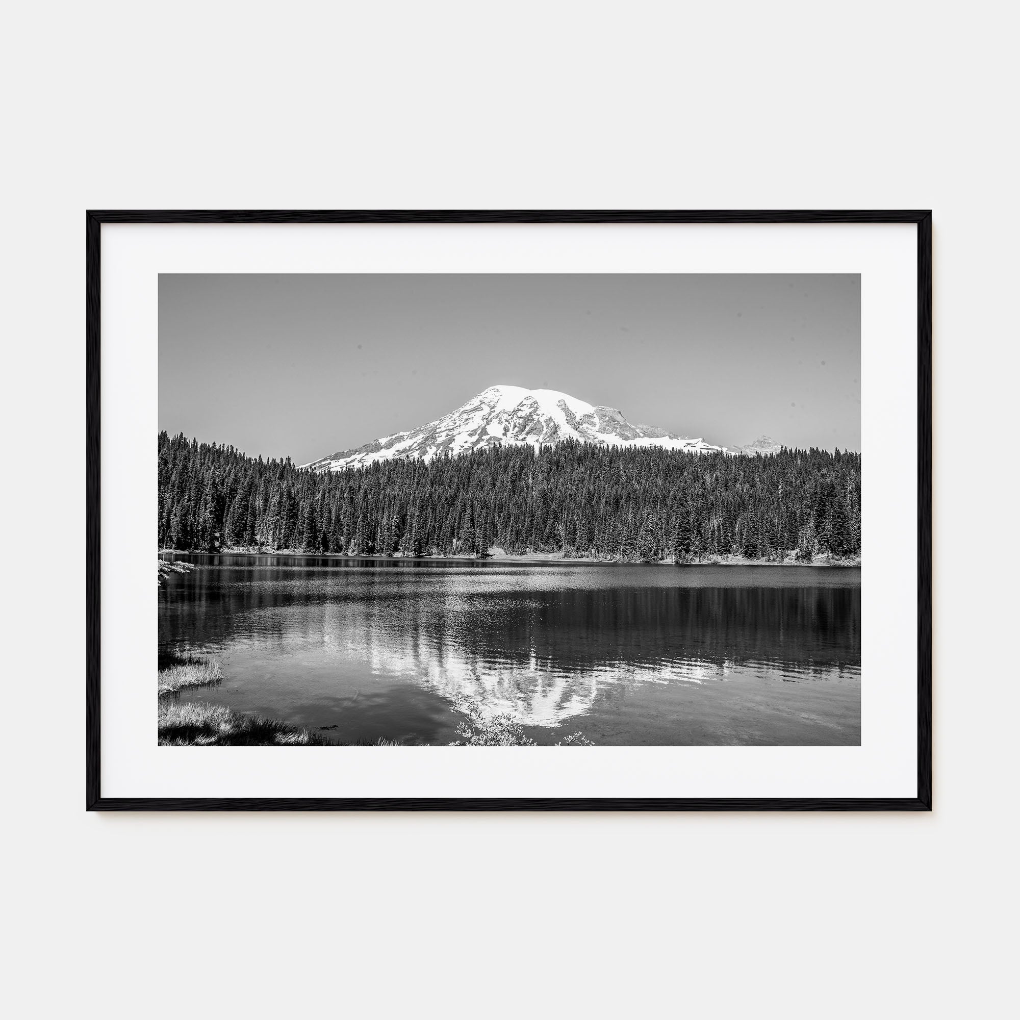 Mount Rainier Landscape B&W Poster