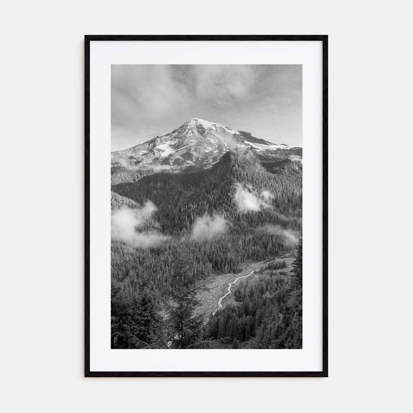 Mount Rainier Photo B&W Poster