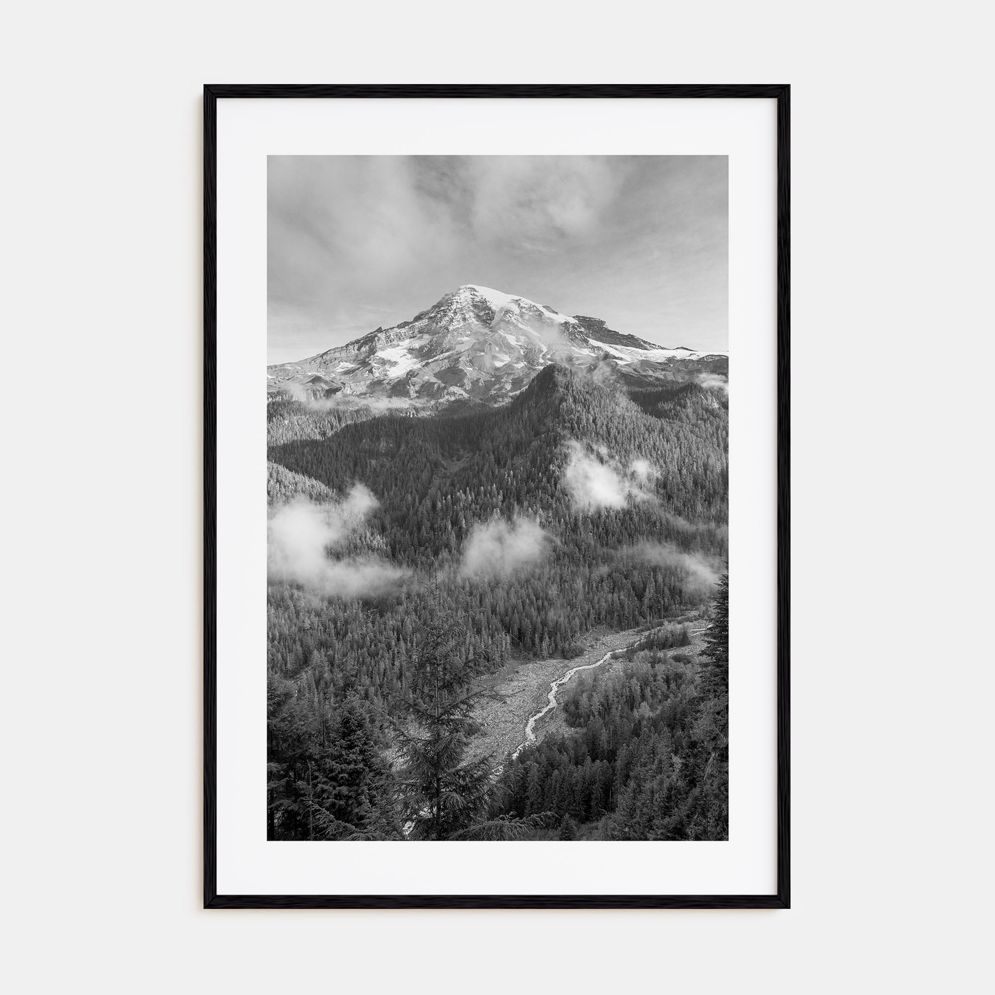 Mount Rainier Photo B&W Poster