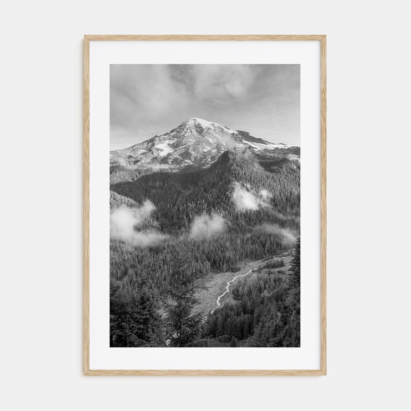 Mount Rainier Photo B&W Poster
