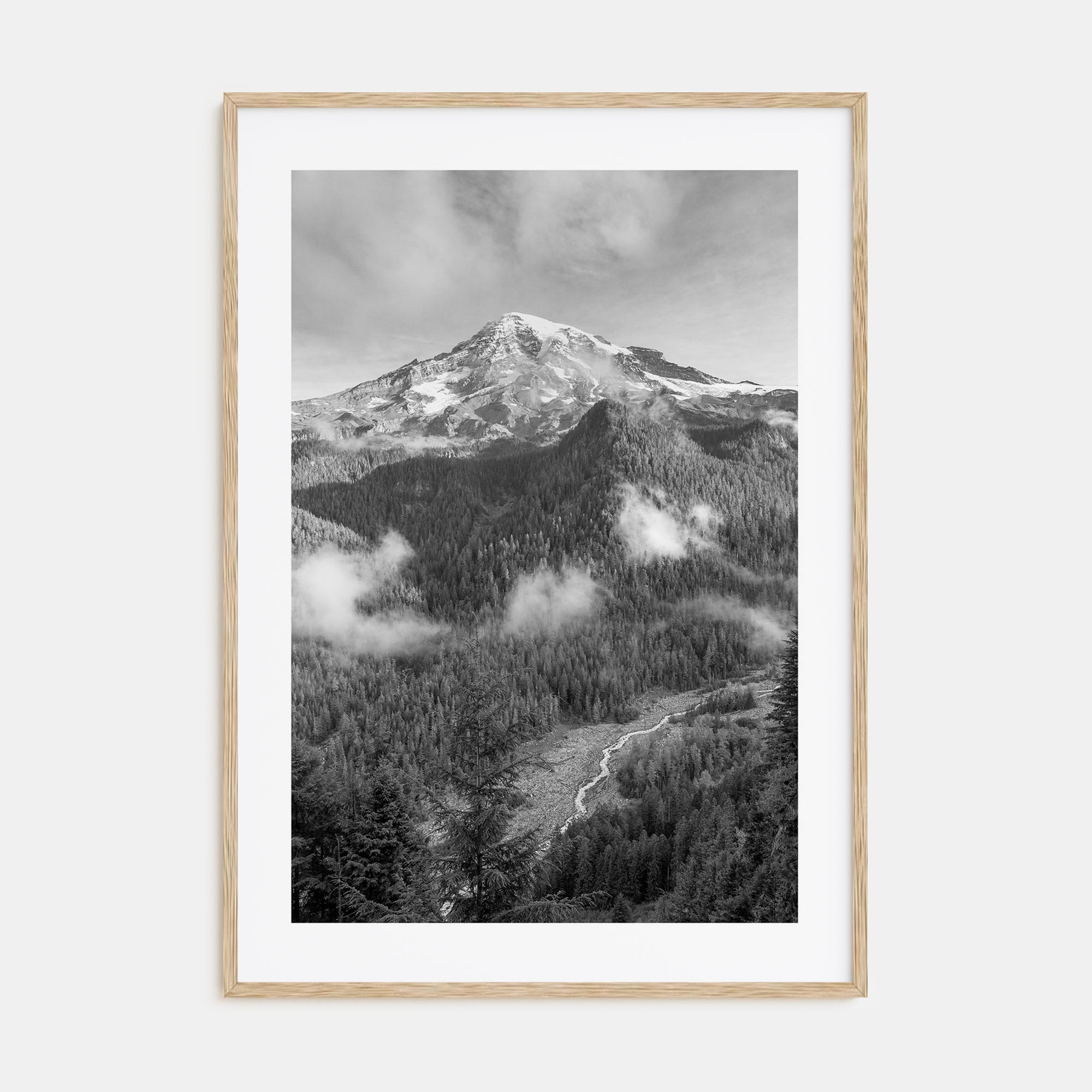 Mount Rainier Photo B&W Poster