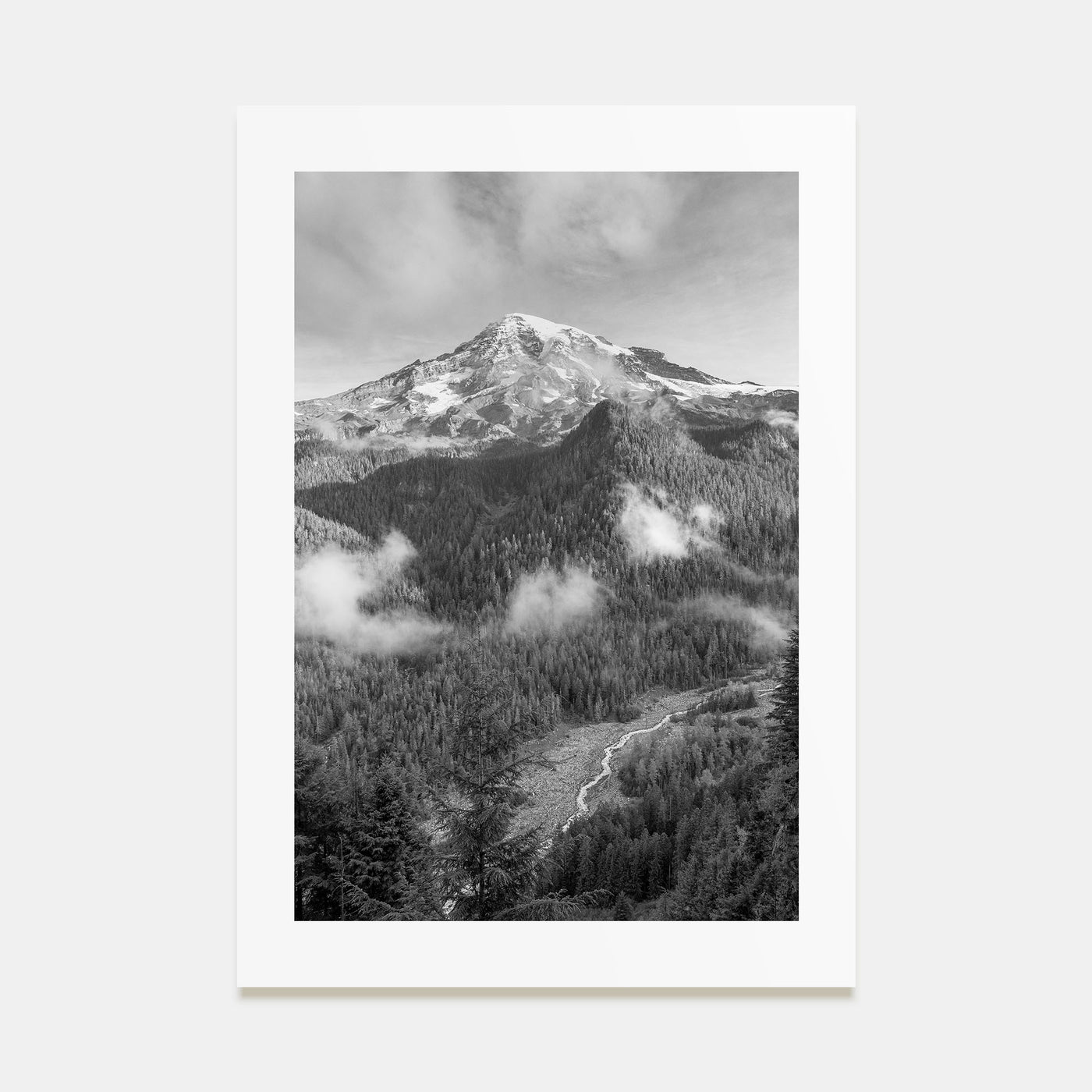Mount Rainier Photo B&W Poster
