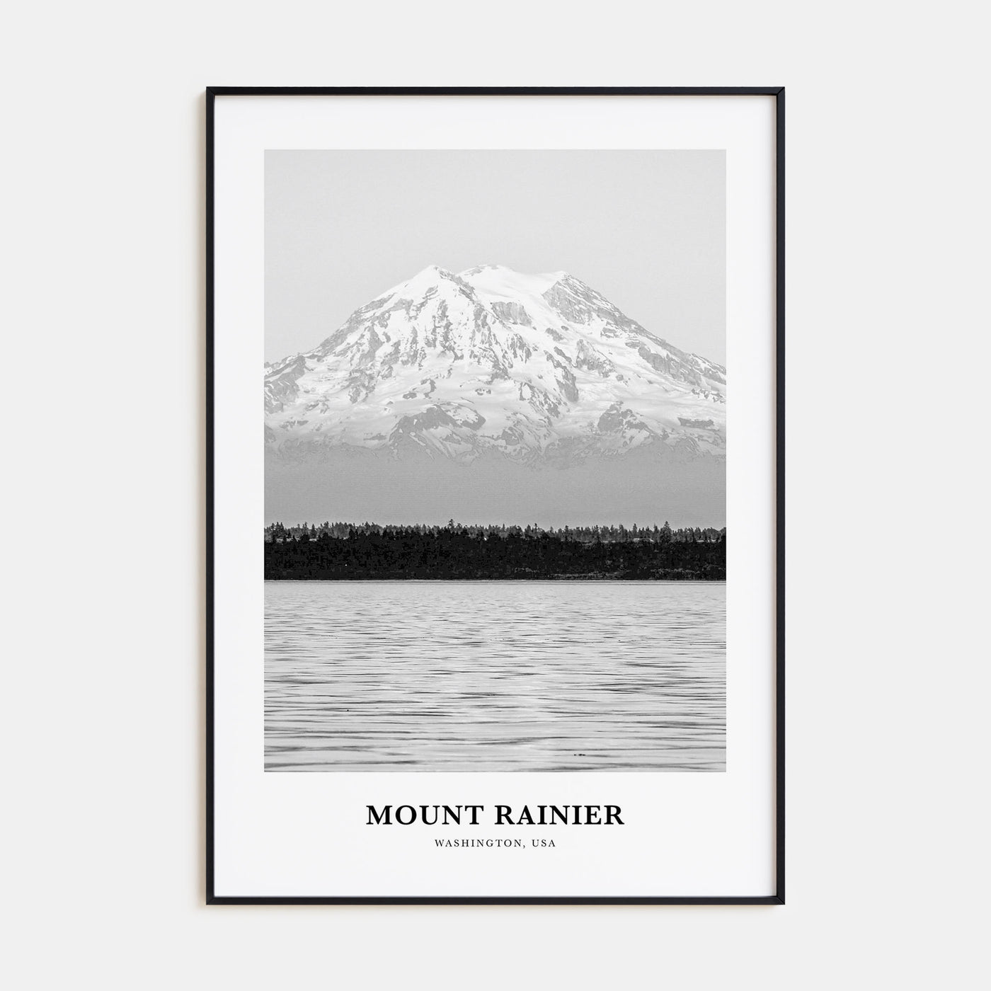 Mount Rainier Portrait B&W Poster