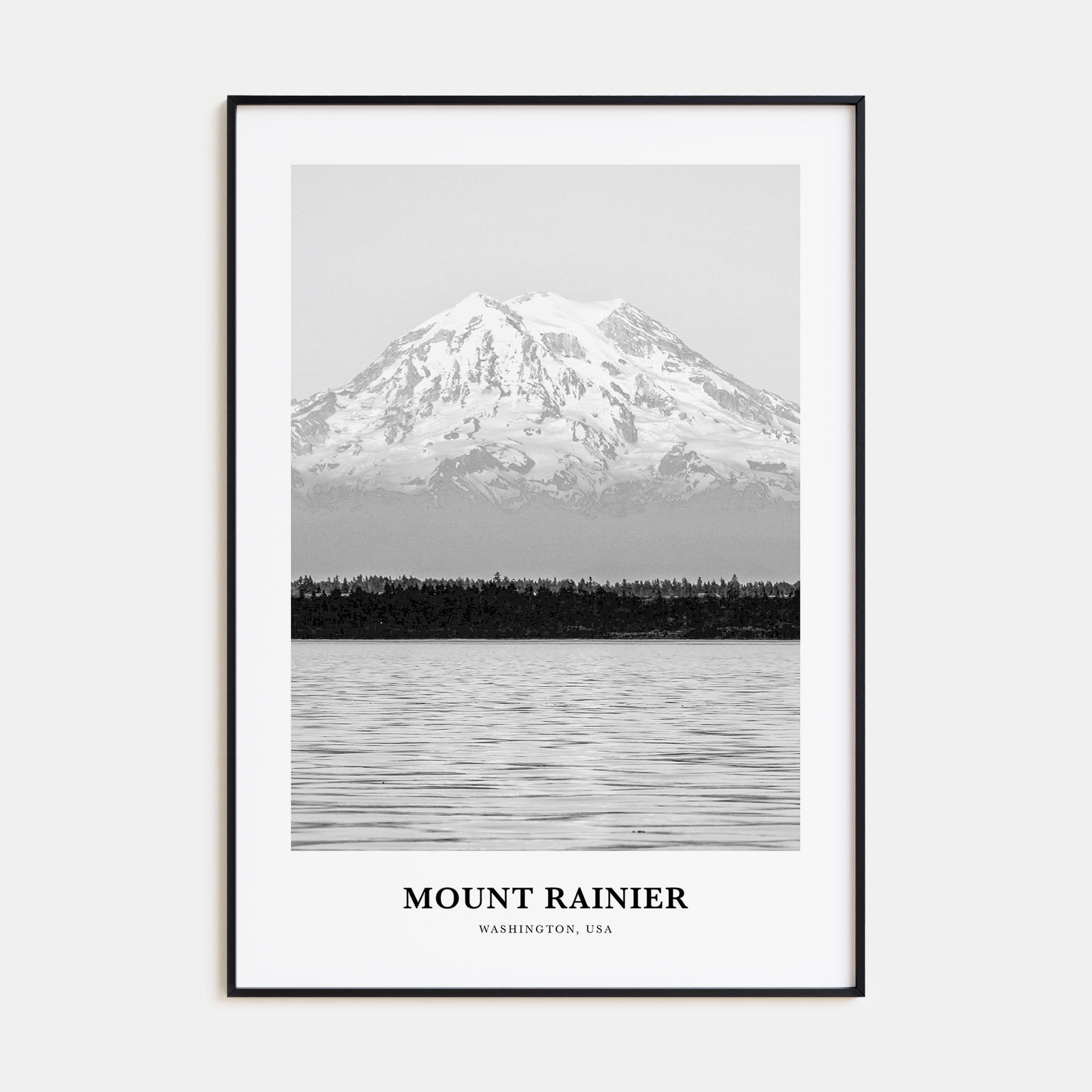 Mount Rainier Portrait B&W Poster