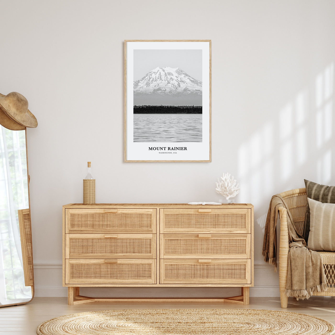 Mount Rainier Portrait B&W Poster