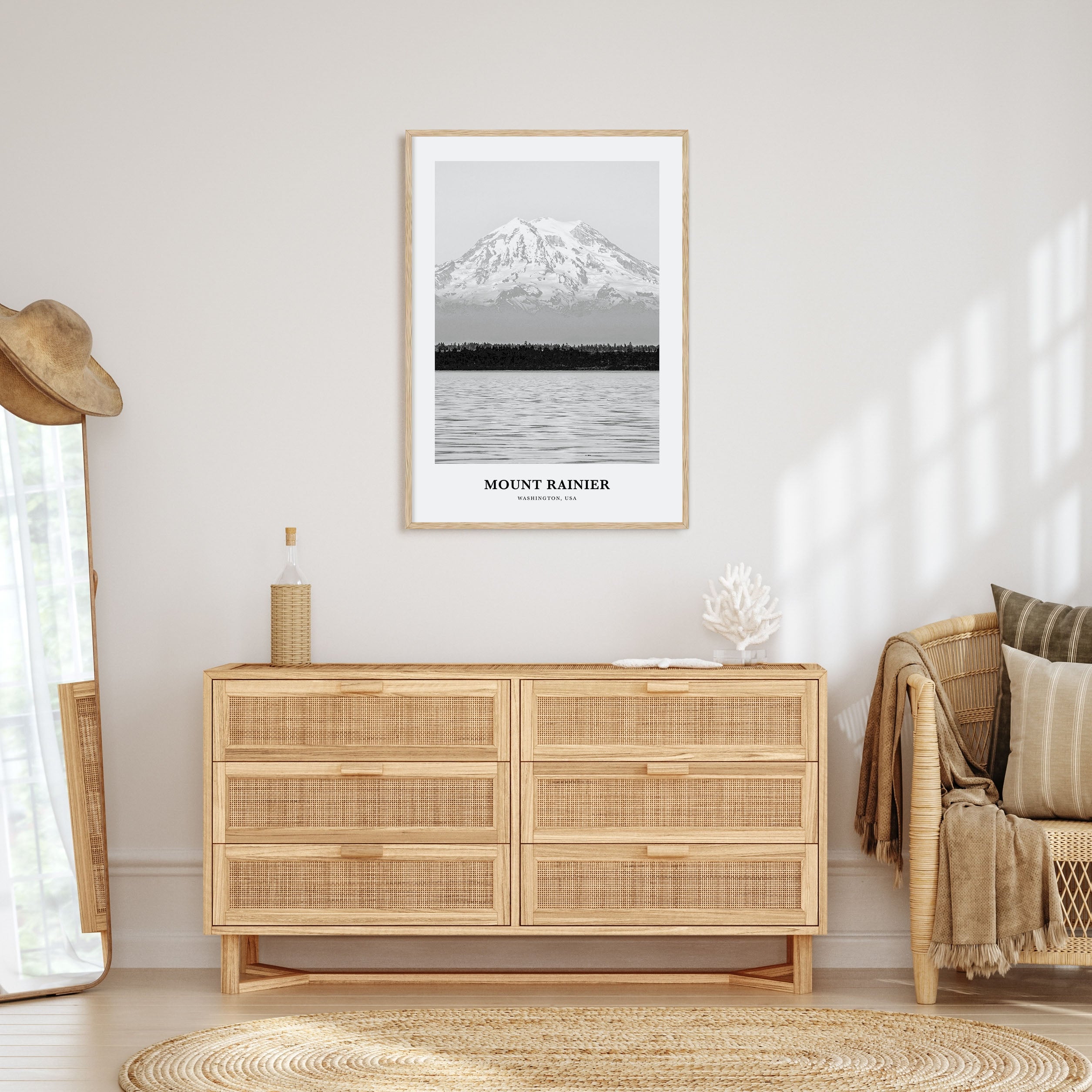 Mount Rainier Portrait B&W Poster
