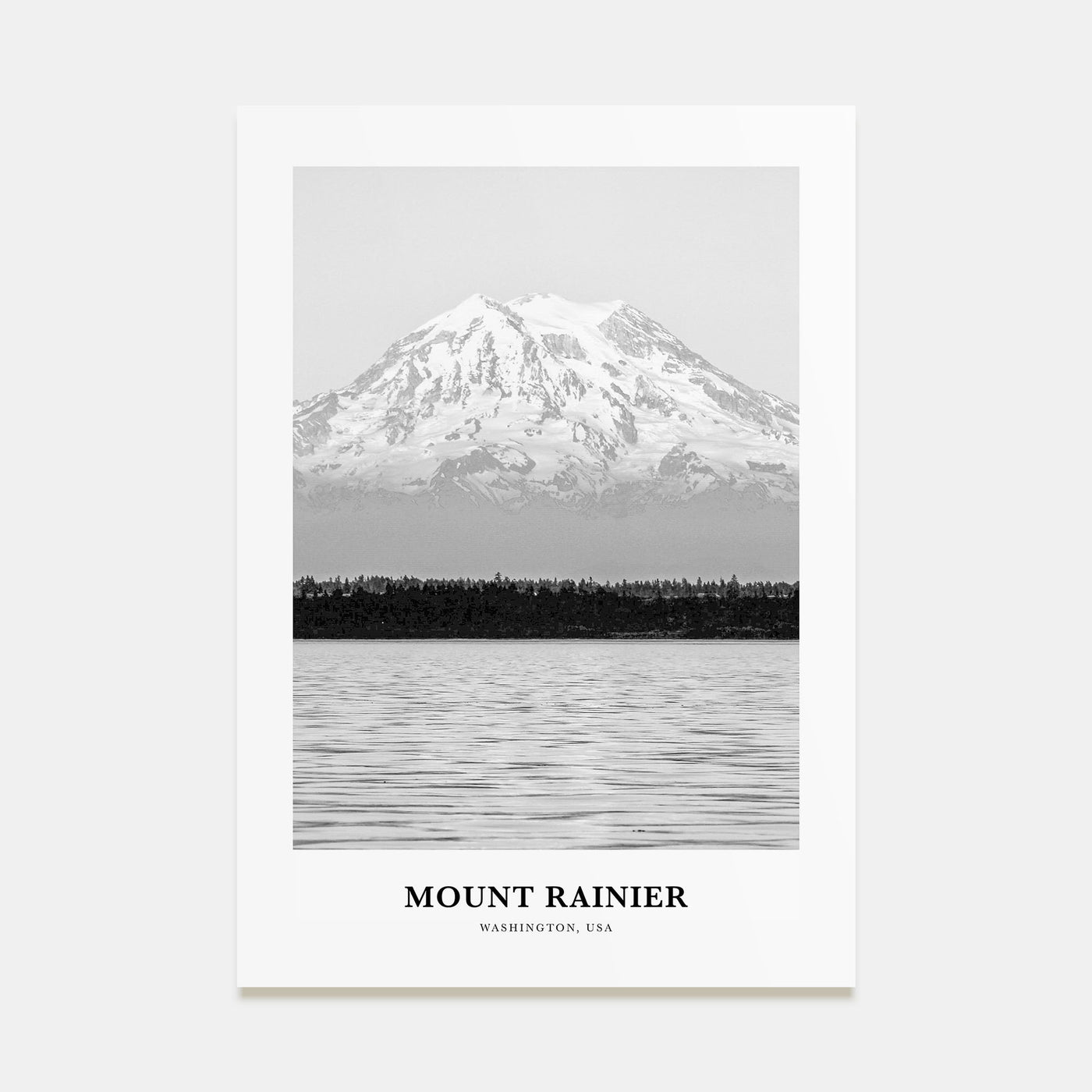Mount Rainier Portrait B&W Poster