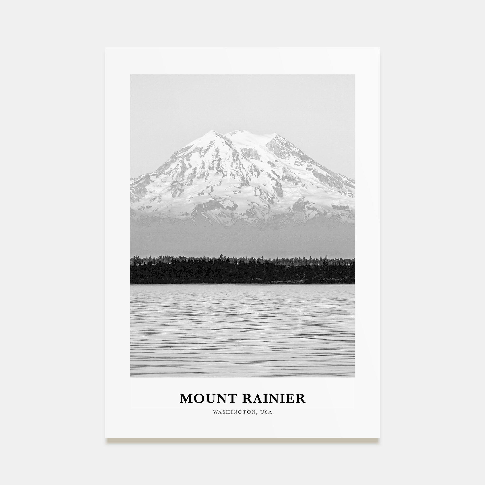 Mount Rainier Portrait B&W Poster