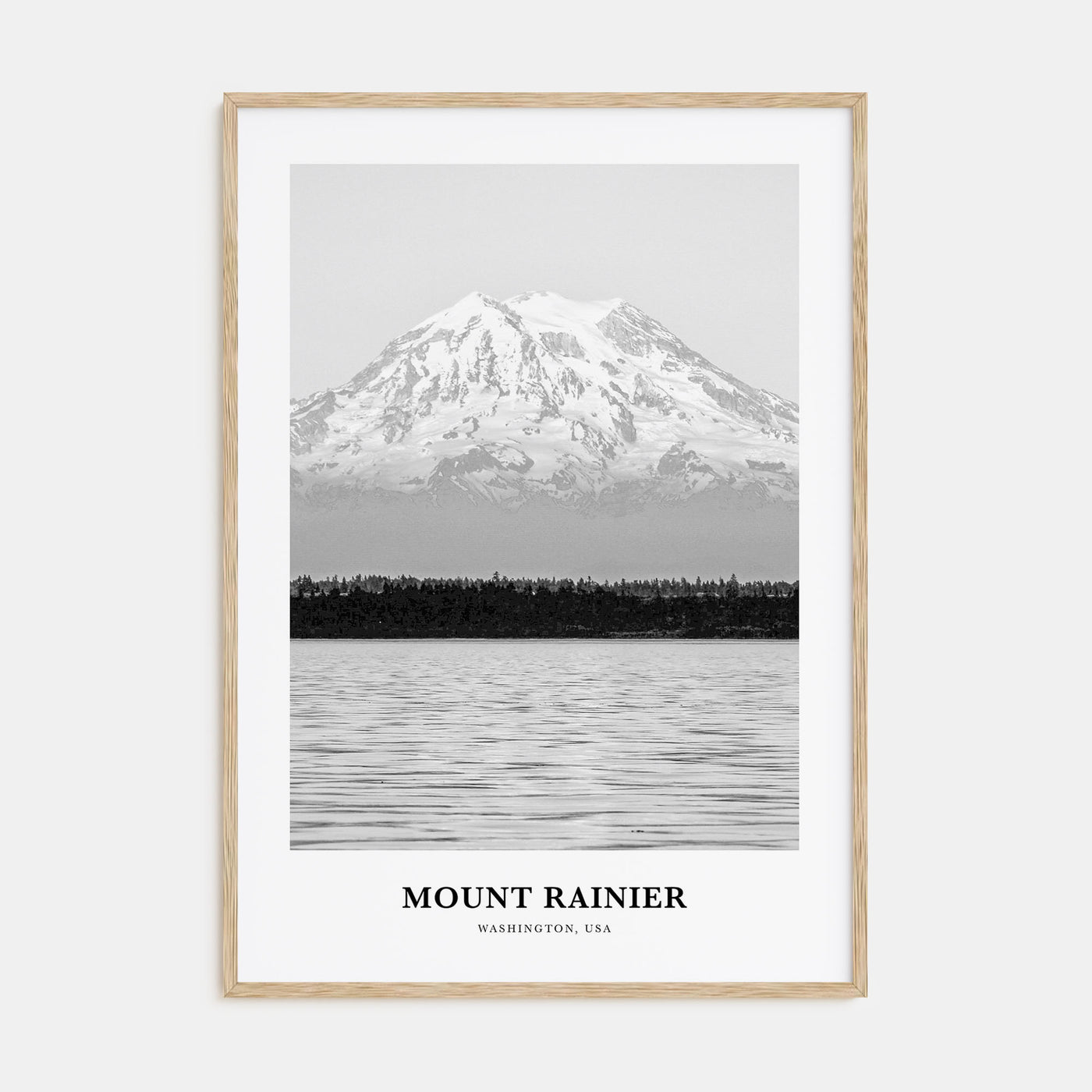 Mount Rainier Portrait B&W Poster