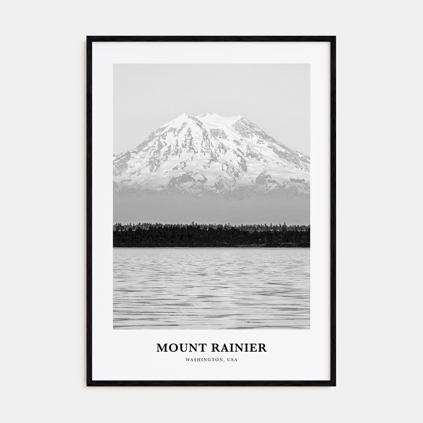 Mount Rainier Portrait B&W Poster