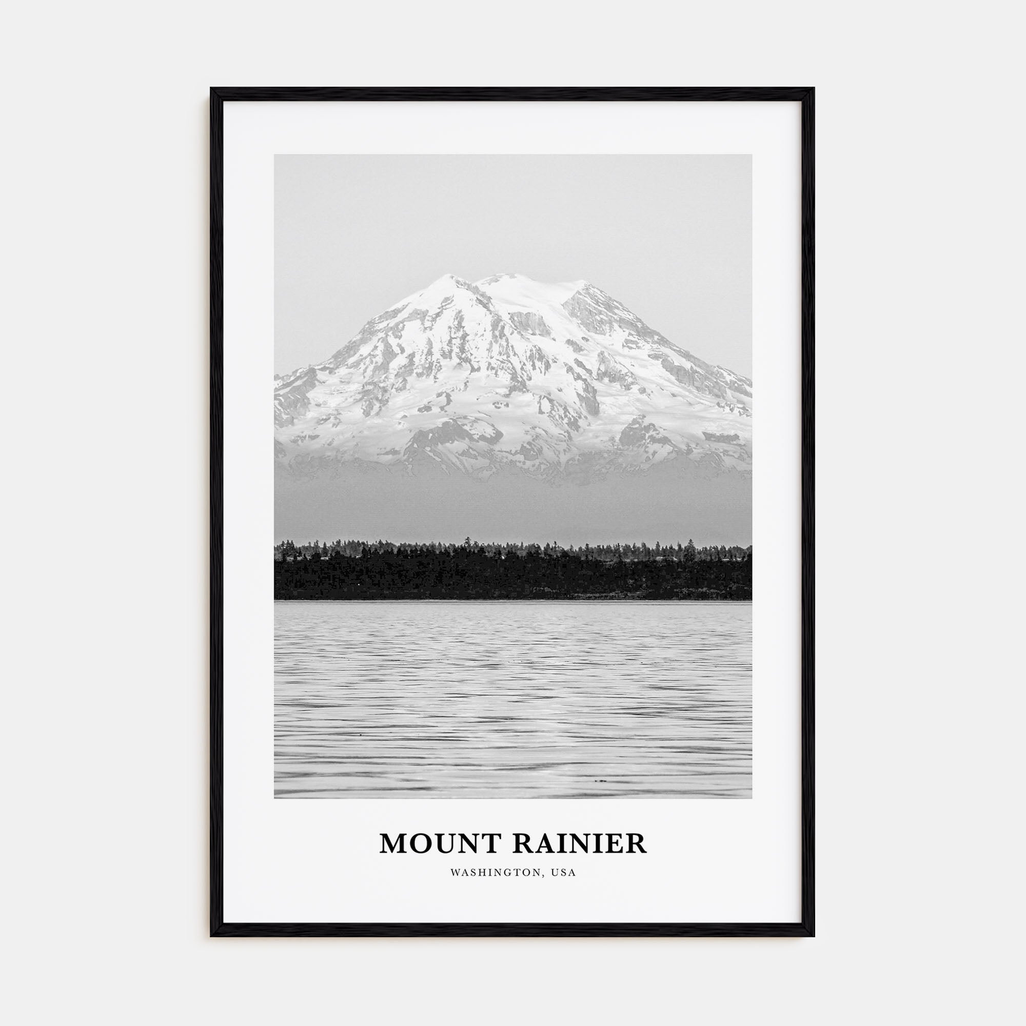Mount Rainier Portrait B&W Poster