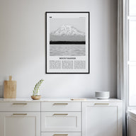 Mount Rainier Travel B&W Poster
